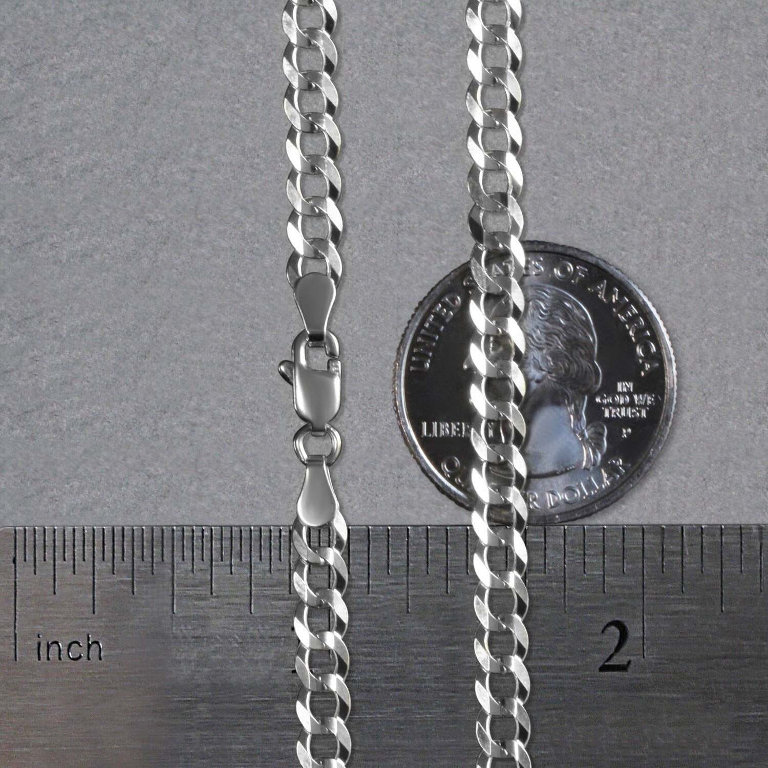 14k White Gold Solid Curb Chain (4.70 mm) - Image 3
