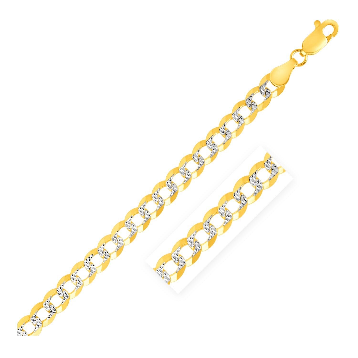 Size: 8.5” – 4.7mm 14k Two Tone Gold Pave Curb Bracelet