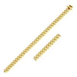 Category: Dropship Jewelry, SKU #06386-8.5, Title: Size: 8.5'' - 5.0mm 14k Yellow Gold Classic Miami Cuban Solid Bracelet
