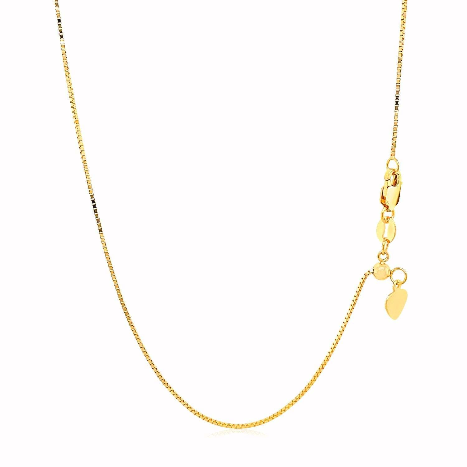 14k Yellow Gold Adjustable Box Chain (0.70 mm) - Image 3