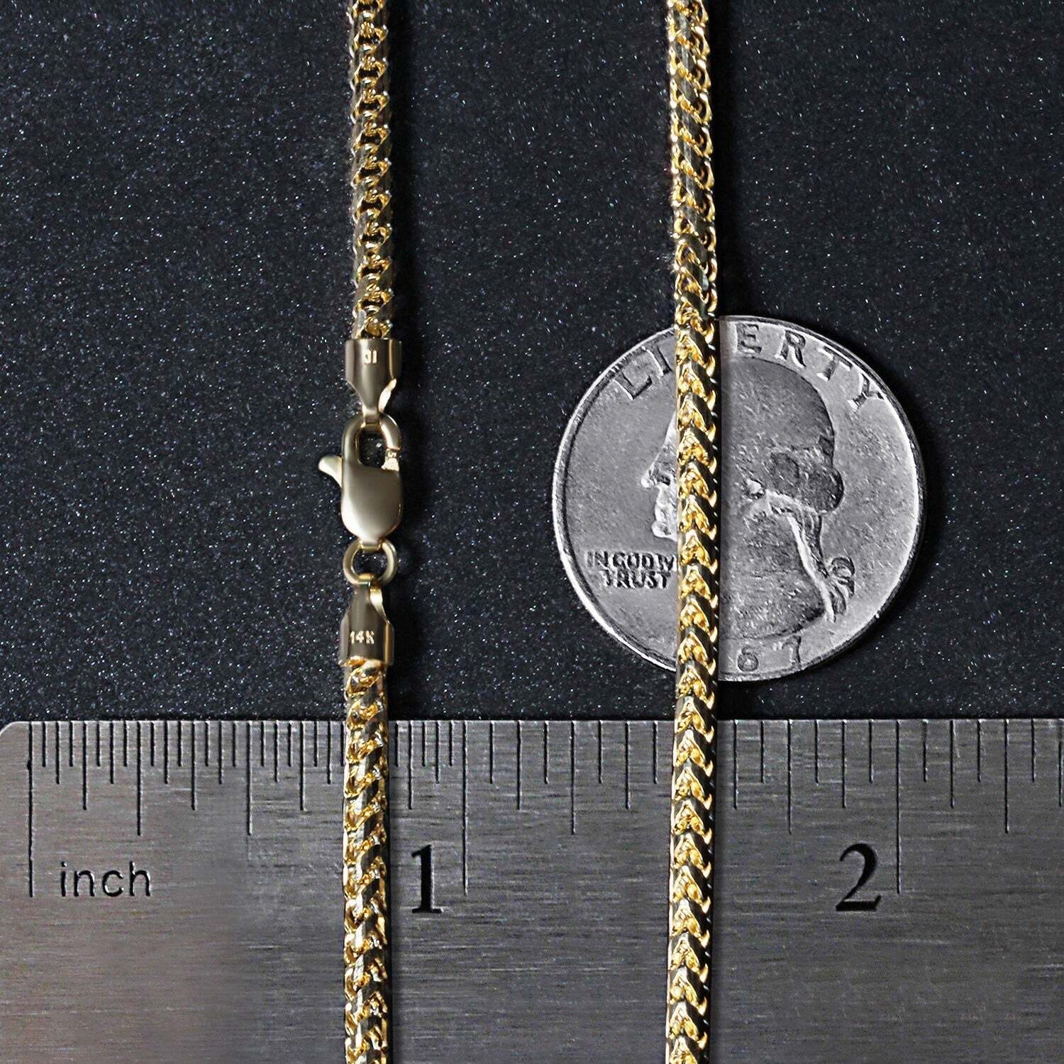 14k Yellow Solid Gold Diamond Cut Round Franco Chain (2.70 mm) - Image 3