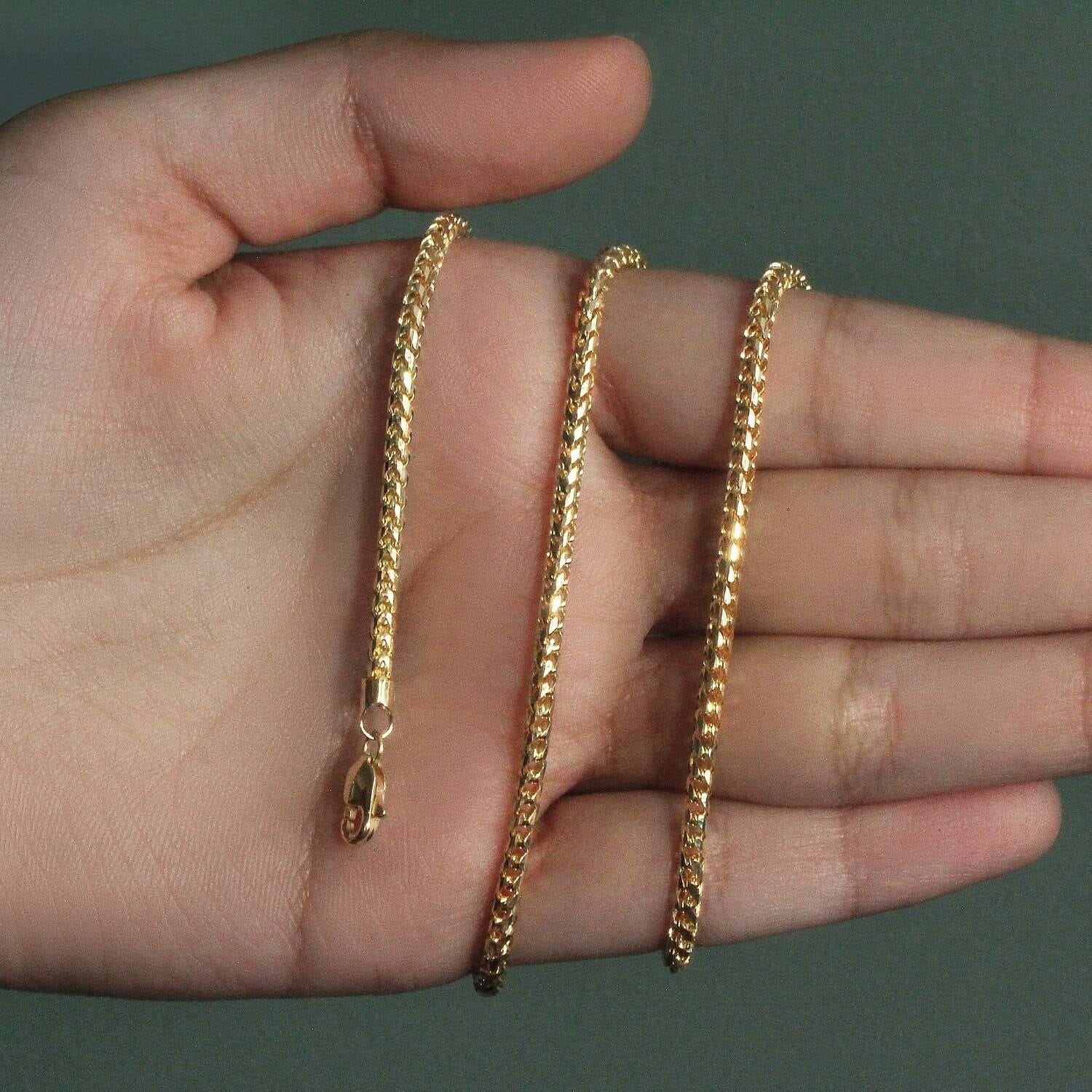 14k Yellow Solid Gold Diamond Cut Round Franco Chain (2.70 mm) - Image 4