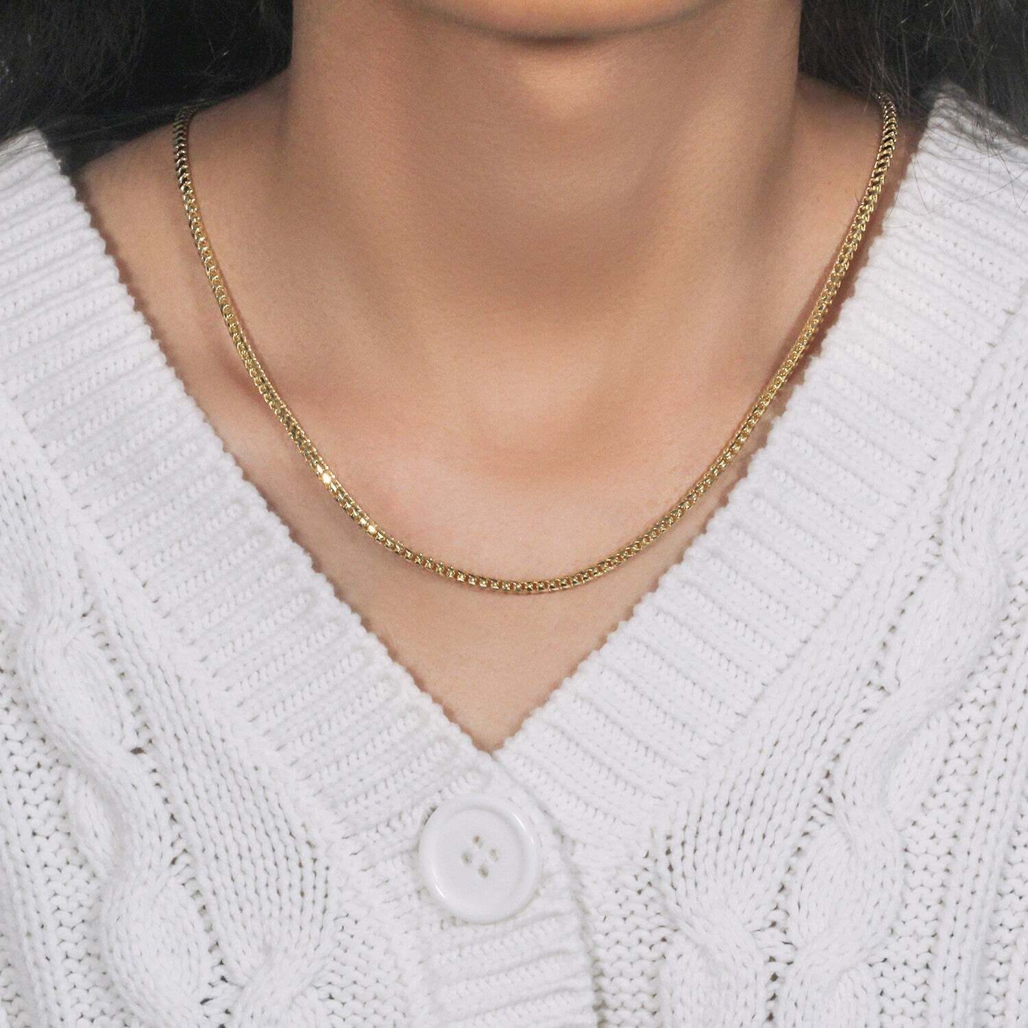14k Yellow Solid Gold Diamond Cut Round Franco Chain (2.70 mm) - Image 5
