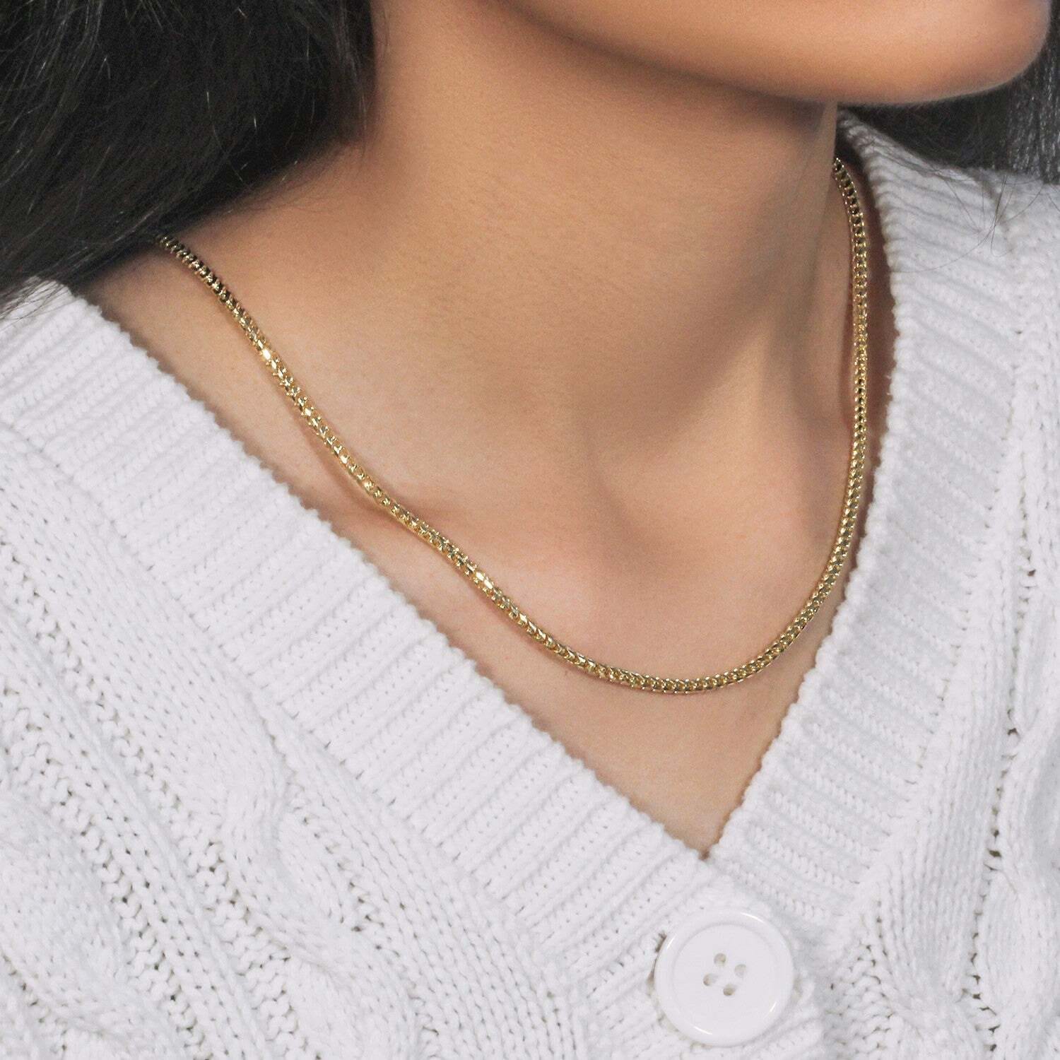 14k Yellow Solid Gold Diamond Cut Round Franco Chain (2.70 mm) - Image 6