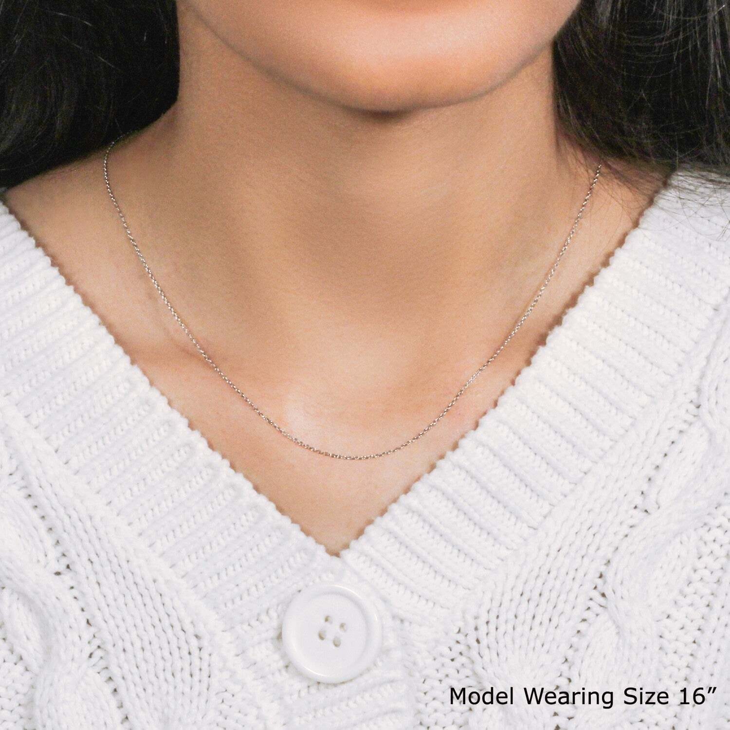 14k White Gold Diamond Cut Cable Link Chain (0.87 mm) - Image 7