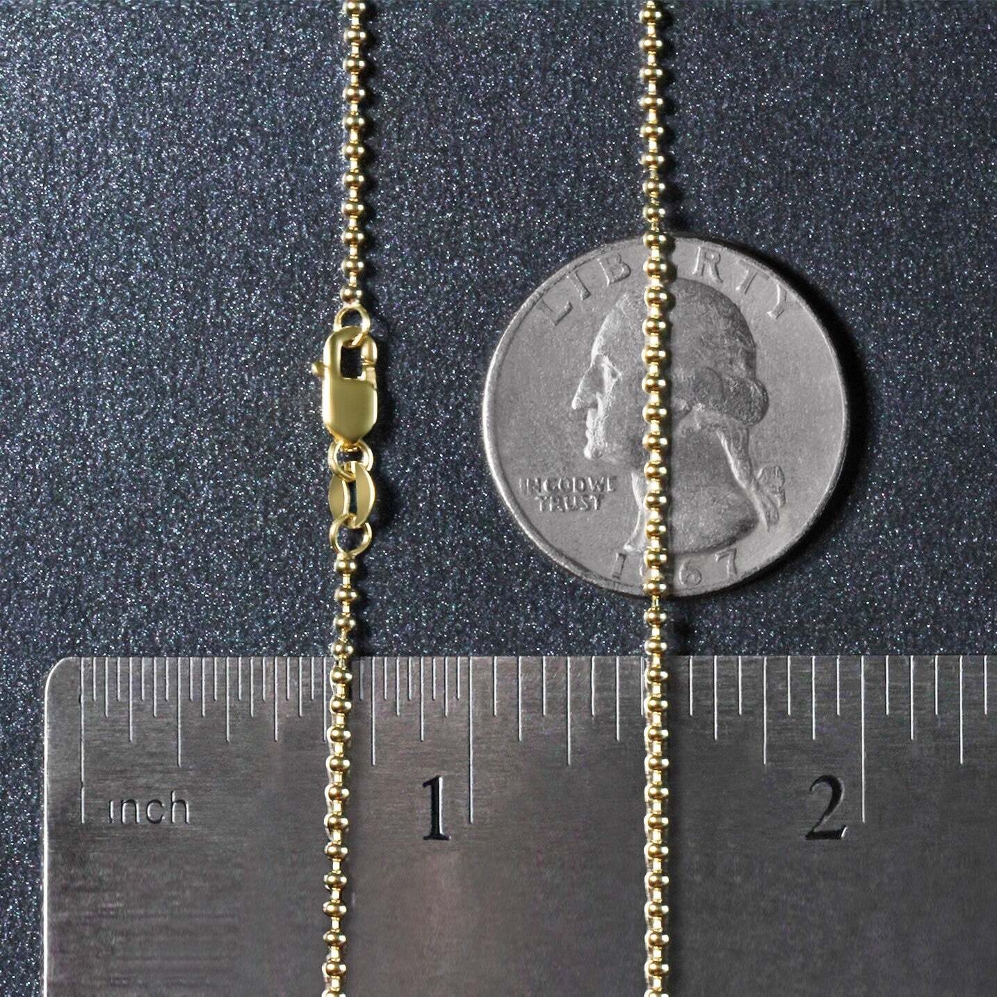 18k Yellow Gold Bead Chain 1.5mm (1.50 mm) - Image 5
