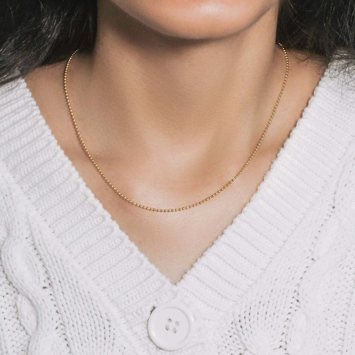 18k Yellow Gold Bead Chain 1.5mm (1.50 mm) - Image 7