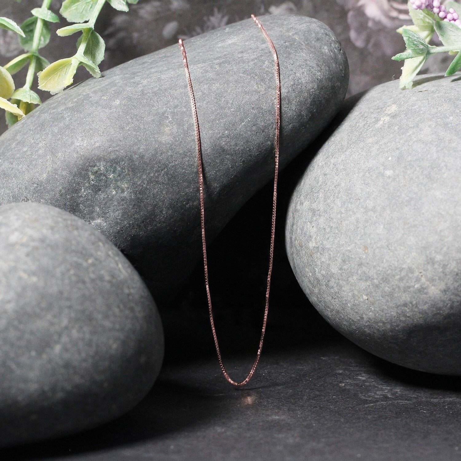 18k Rose Gold Classic Box Chain (0.60 mm) - Image 4