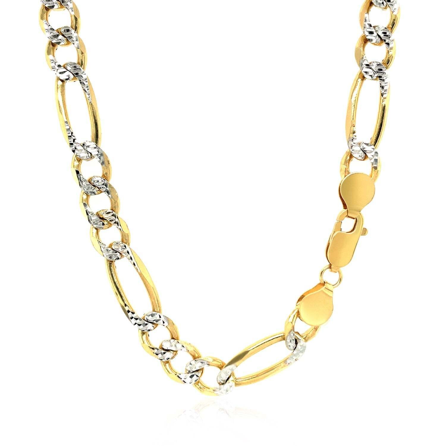 14K Yellow Gold Solid Pave Figaro Chain (7.00 mm) - Image 2