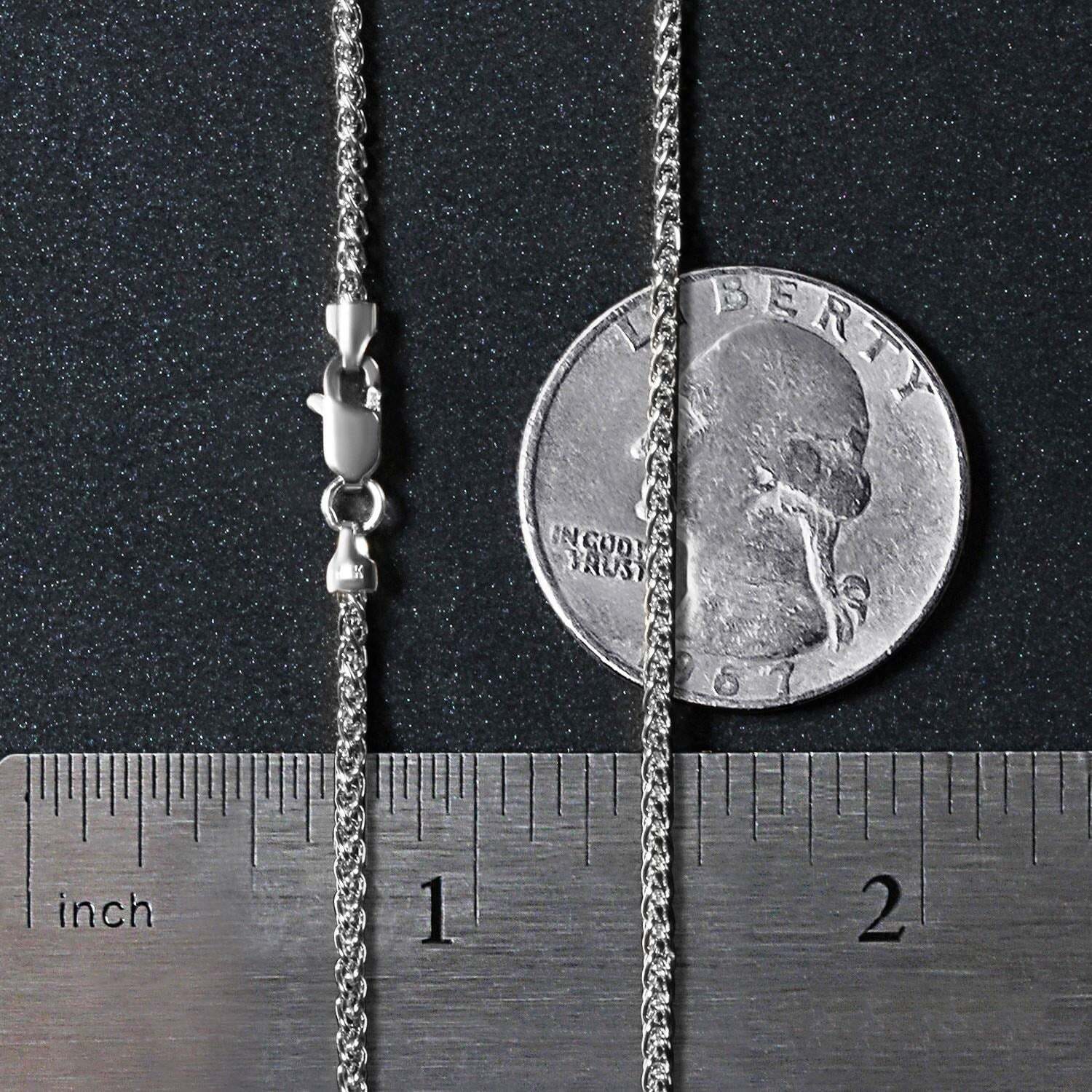 14k White Gold Round Wheat Chain (1.5 mm) - Image 2