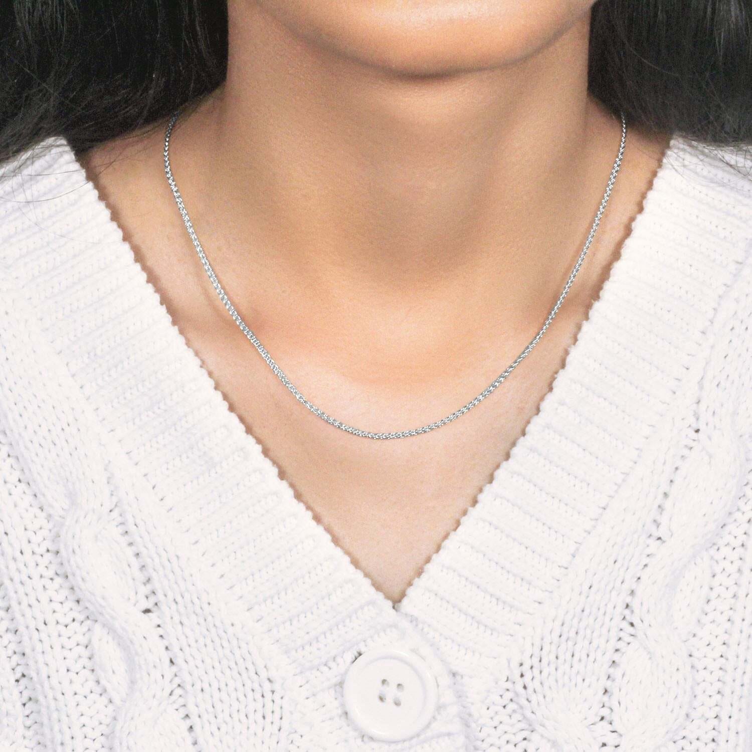 14k White Gold Round Wheat Chain (1.5 mm) - Image 3