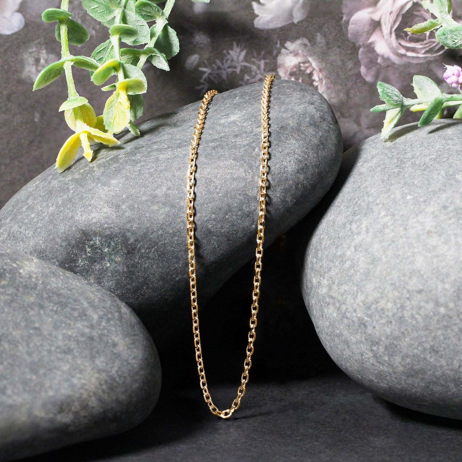 18k Yellow Gold Diamond Cut Cable Link Chain (1.90 mm) - Image 2