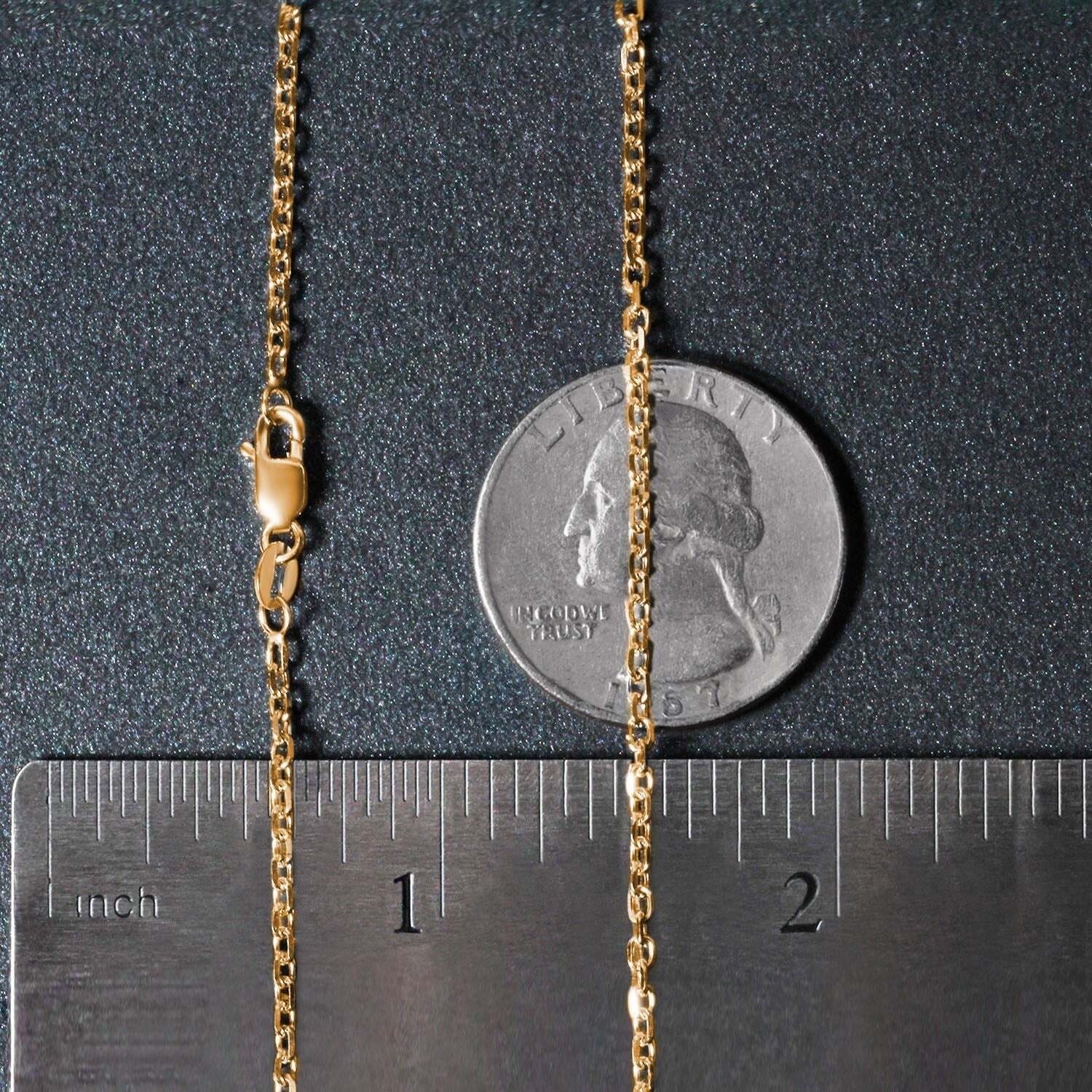 18k Yellow Gold Diamond Cut Cable Link Chain (1.90 mm) - Image 5