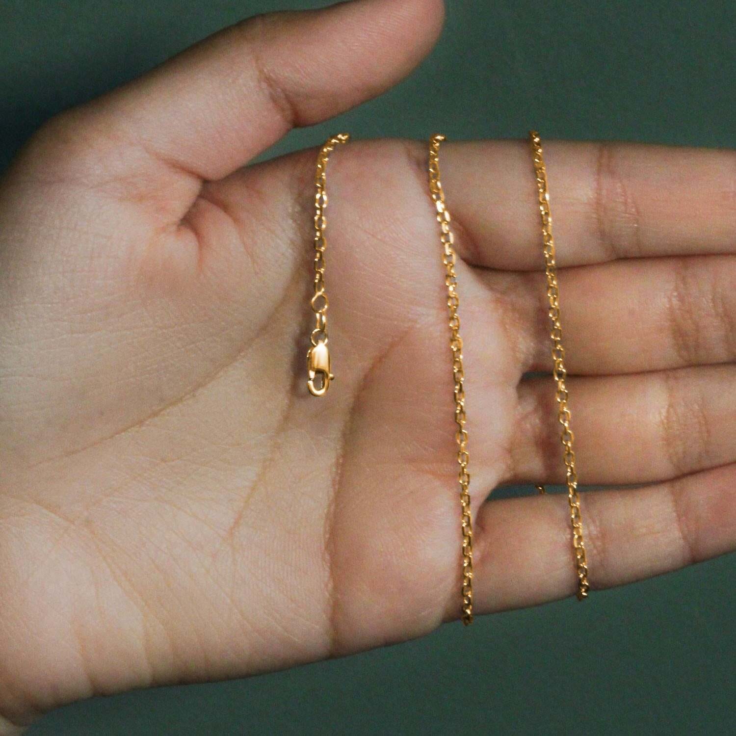 18k Yellow Gold Diamond Cut Cable Link Chain (1.90 mm) - Image 6