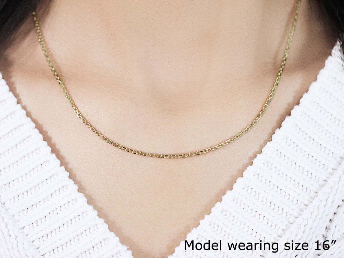 18k Yellow Gold Diamond Cut Cable Link Chain (1.90 mm) - Image 7