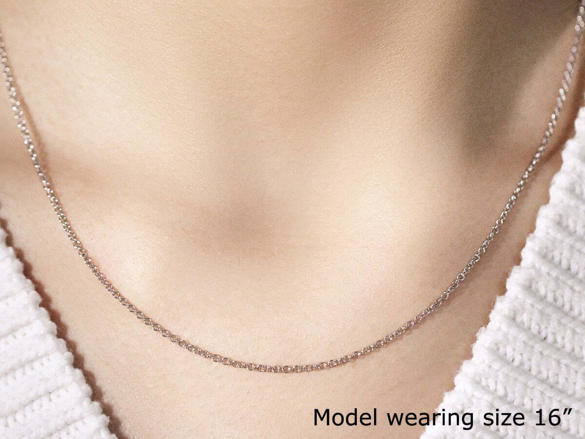 14k White Gold Round Cable Link Chain (1.50 mm) - Image 2