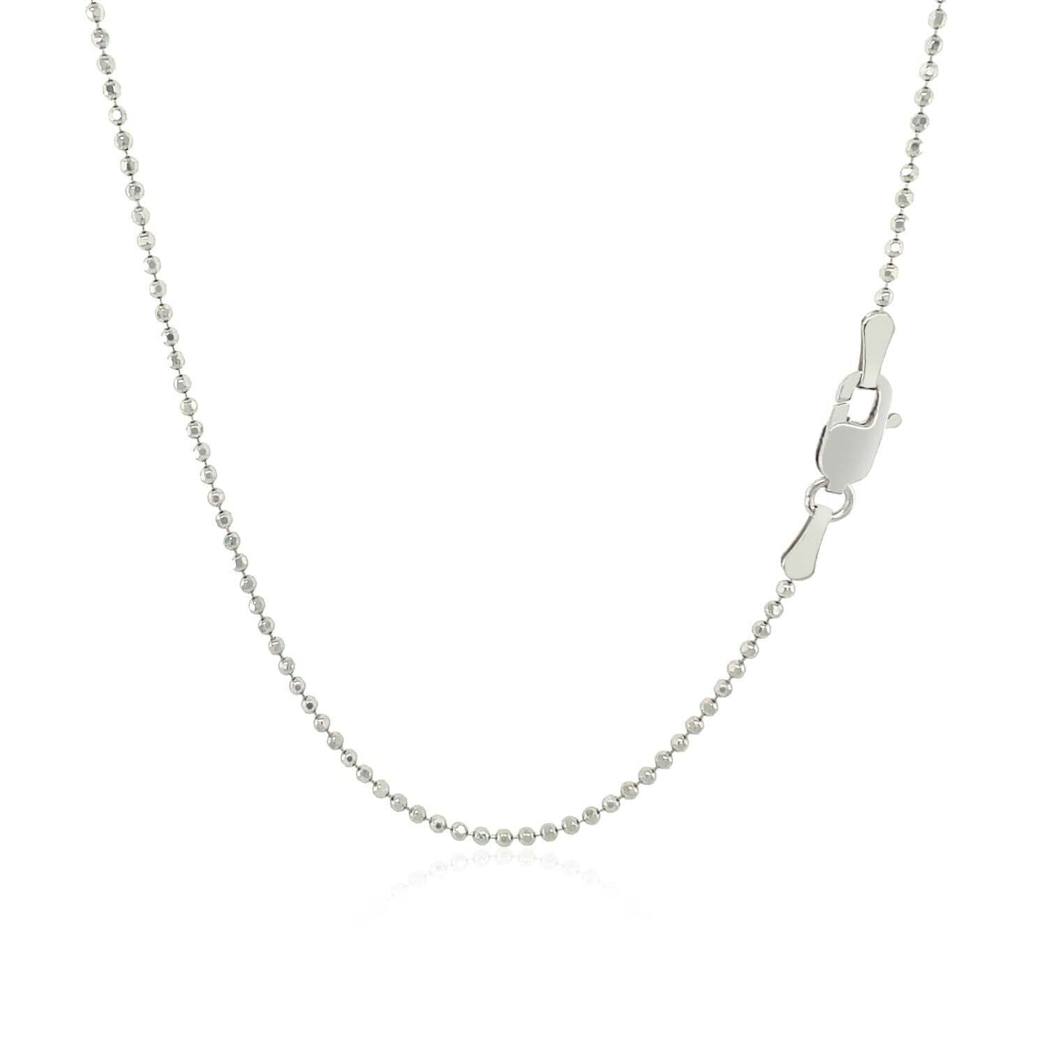 14k White Gold Diamond-Cut Bead Chain (1.10 mm) - Image 2