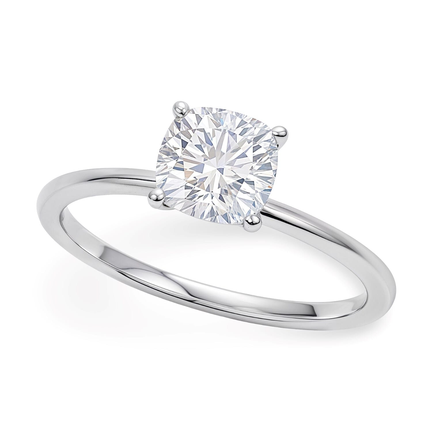 1 Carat Cushion Lab Grown IGI G/VS1 Diamond Solitaire Ring in 10K White Gold