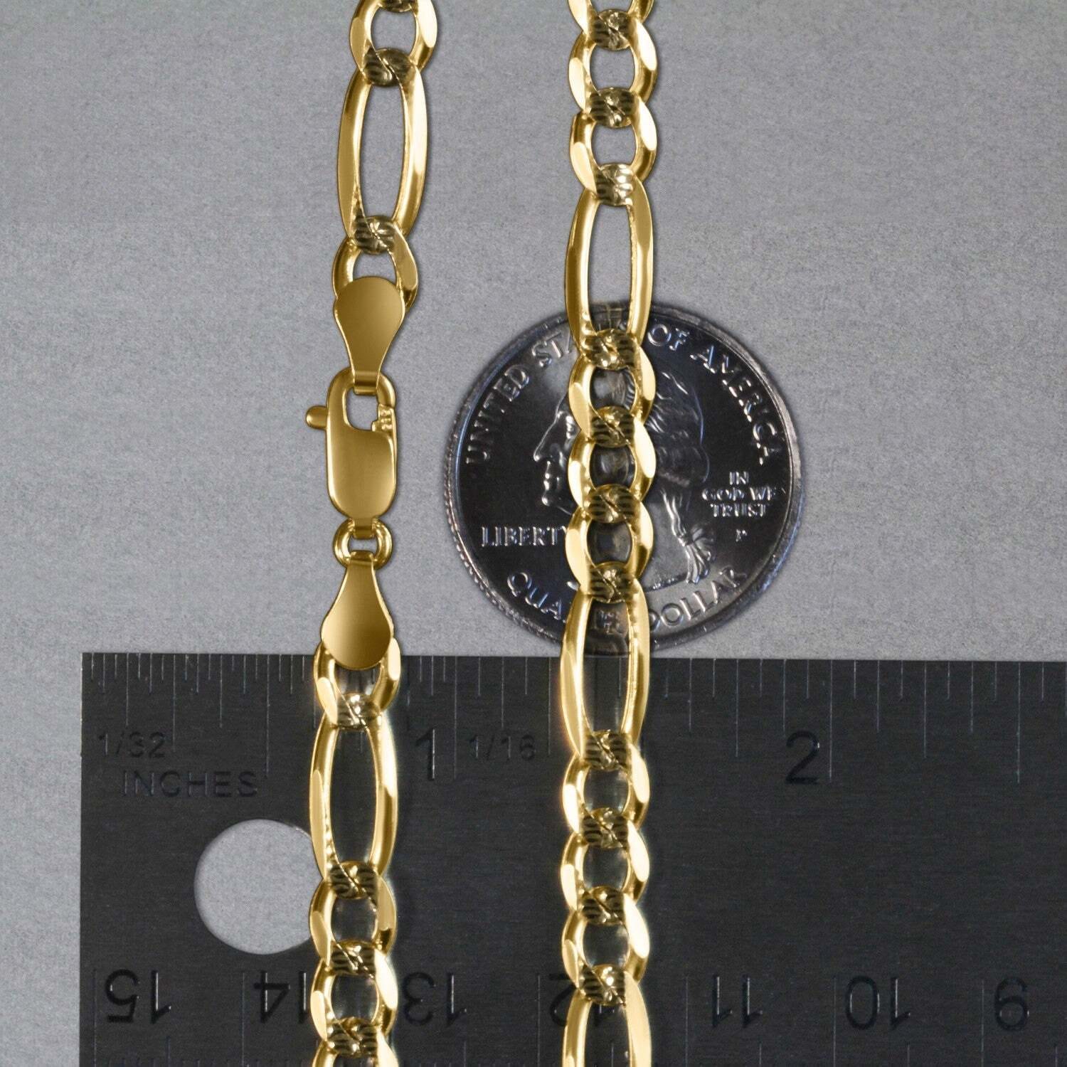 14K Yellow Gold Solid Pave Figaro Chain (5.90 mm) - Image 4