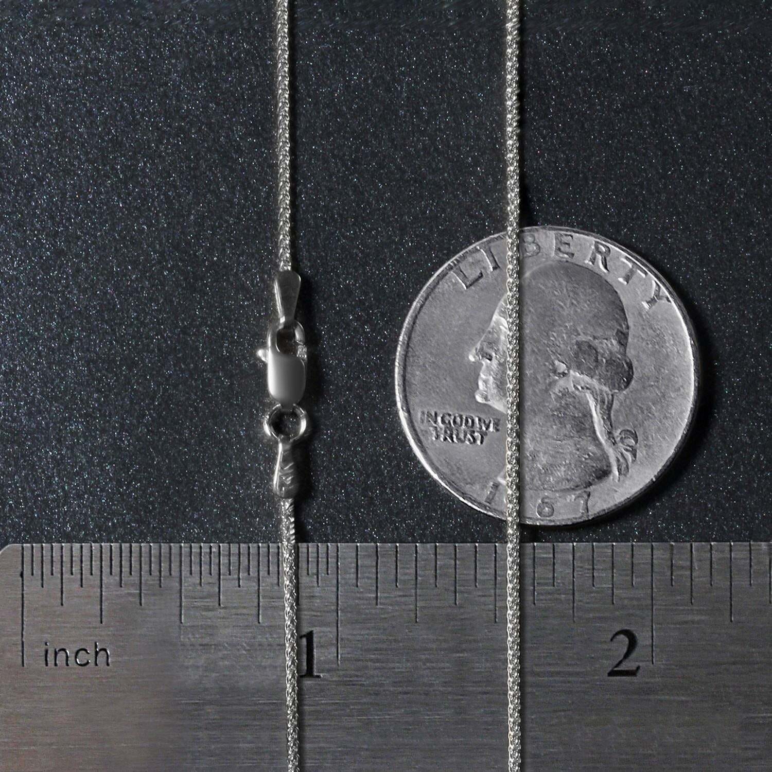 14k White Gold Round Wheat Chain (1.00 mm) - Image 4