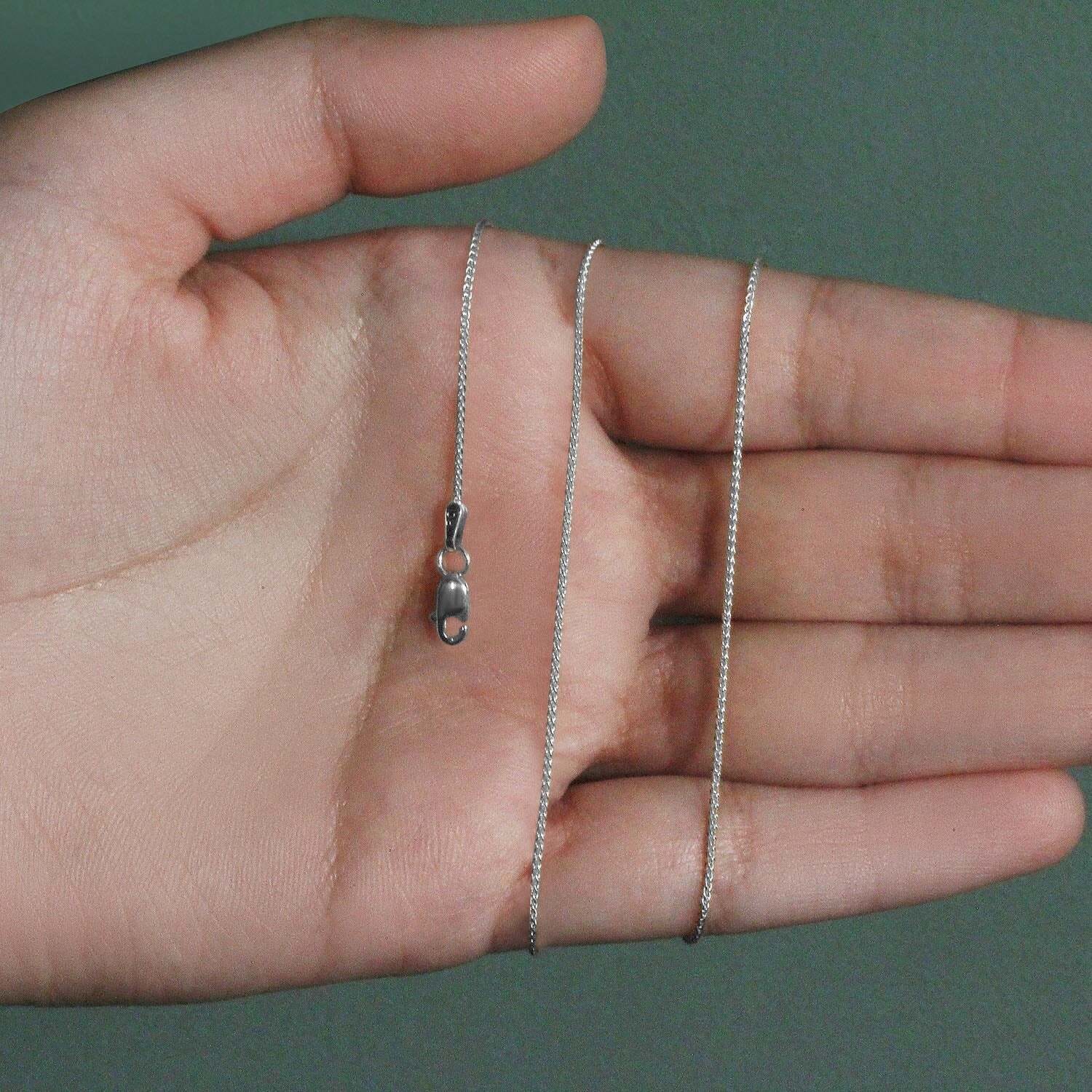 14k White Gold Round Wheat Chain (1.00 mm) - Image 5