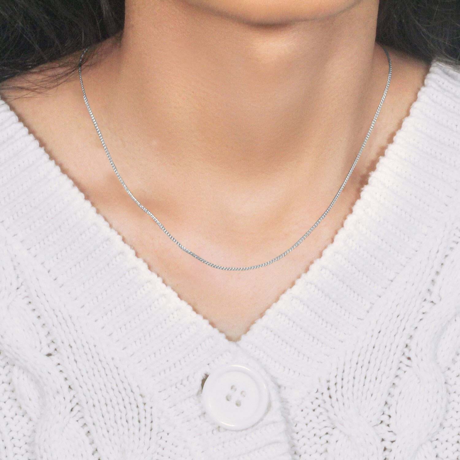 14k White Gold Round Wheat Chain (1.00 mm) - Image 6