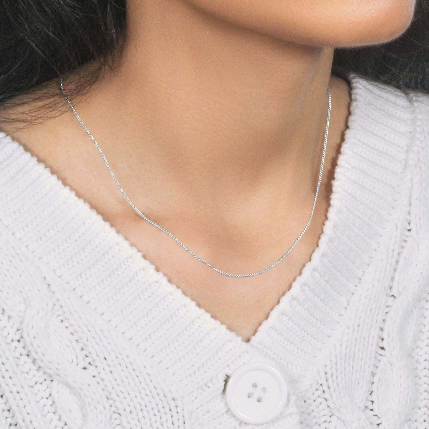 14k White Gold Round Wheat Chain (1.00 mm) - Image 7