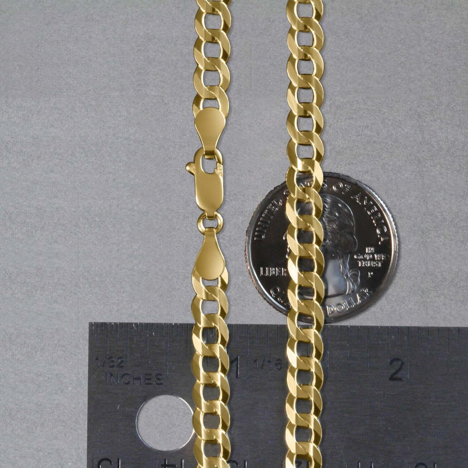14k Yellow Gold Solid Curb Chain (5.70 mm) - Image 4