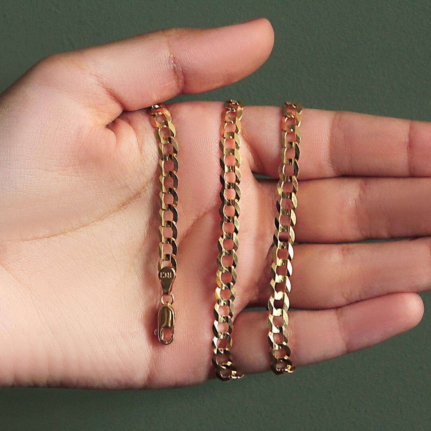 14k Yellow Gold Solid Curb Chain (5.70 mm) - Image 5