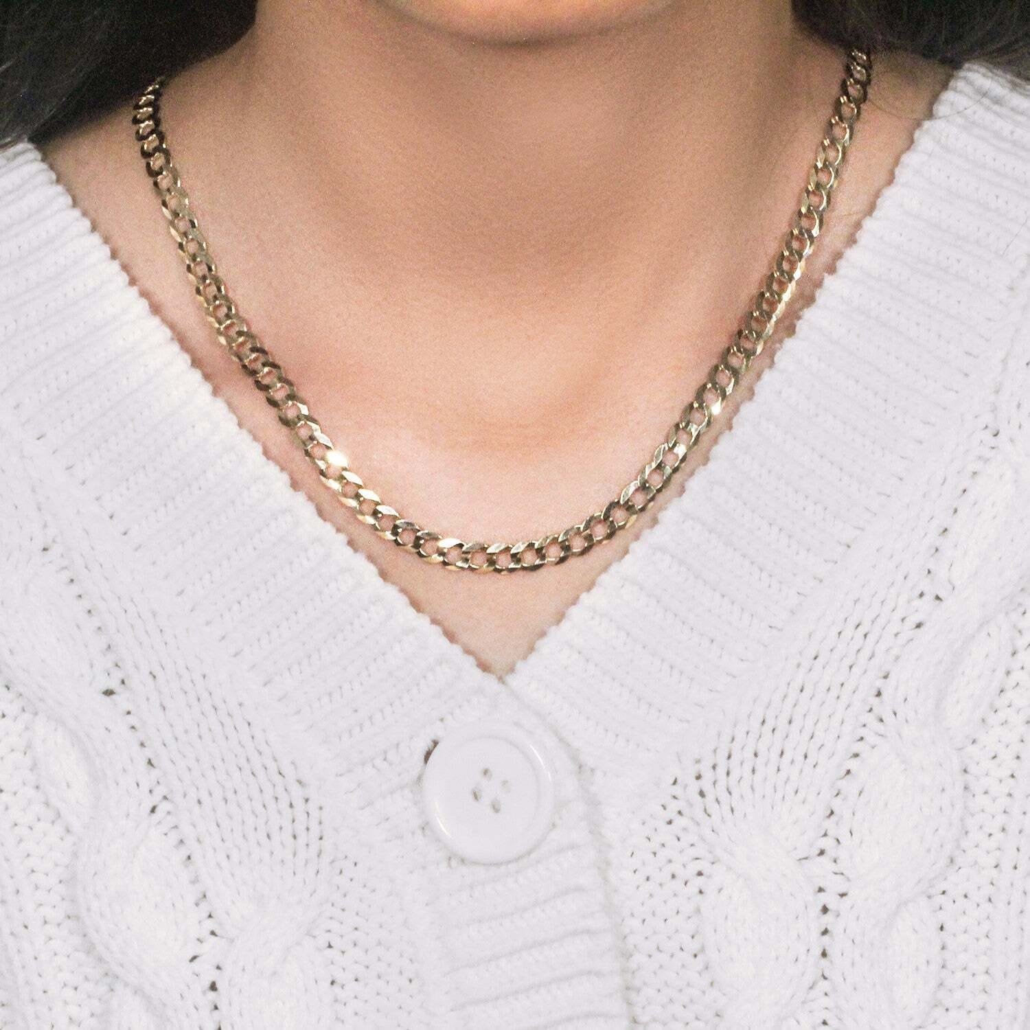 14k Yellow Gold Solid Curb Chain (5.70 mm) - Image 6