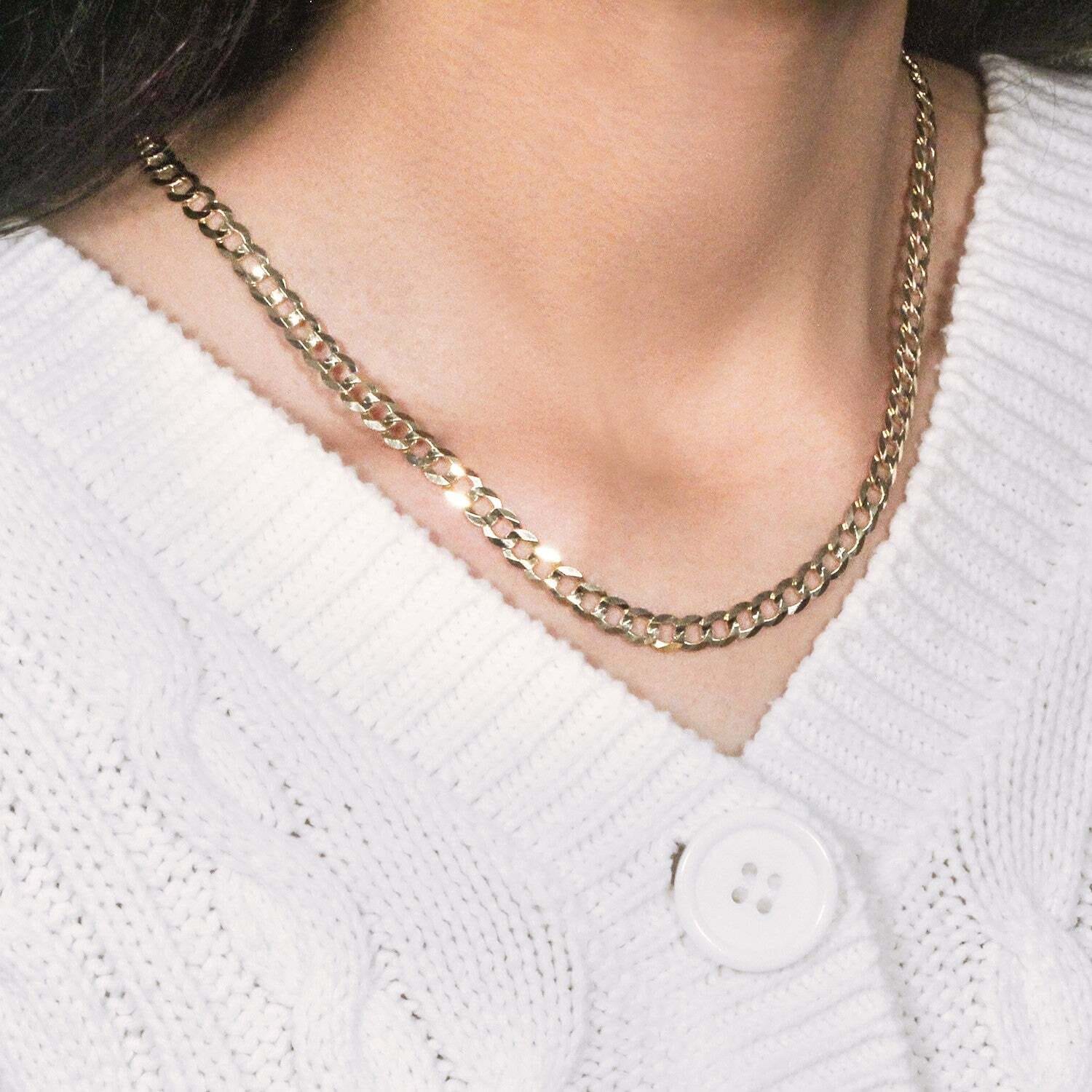 14k Yellow Gold Solid Curb Chain (5.70 mm) - Image 7
