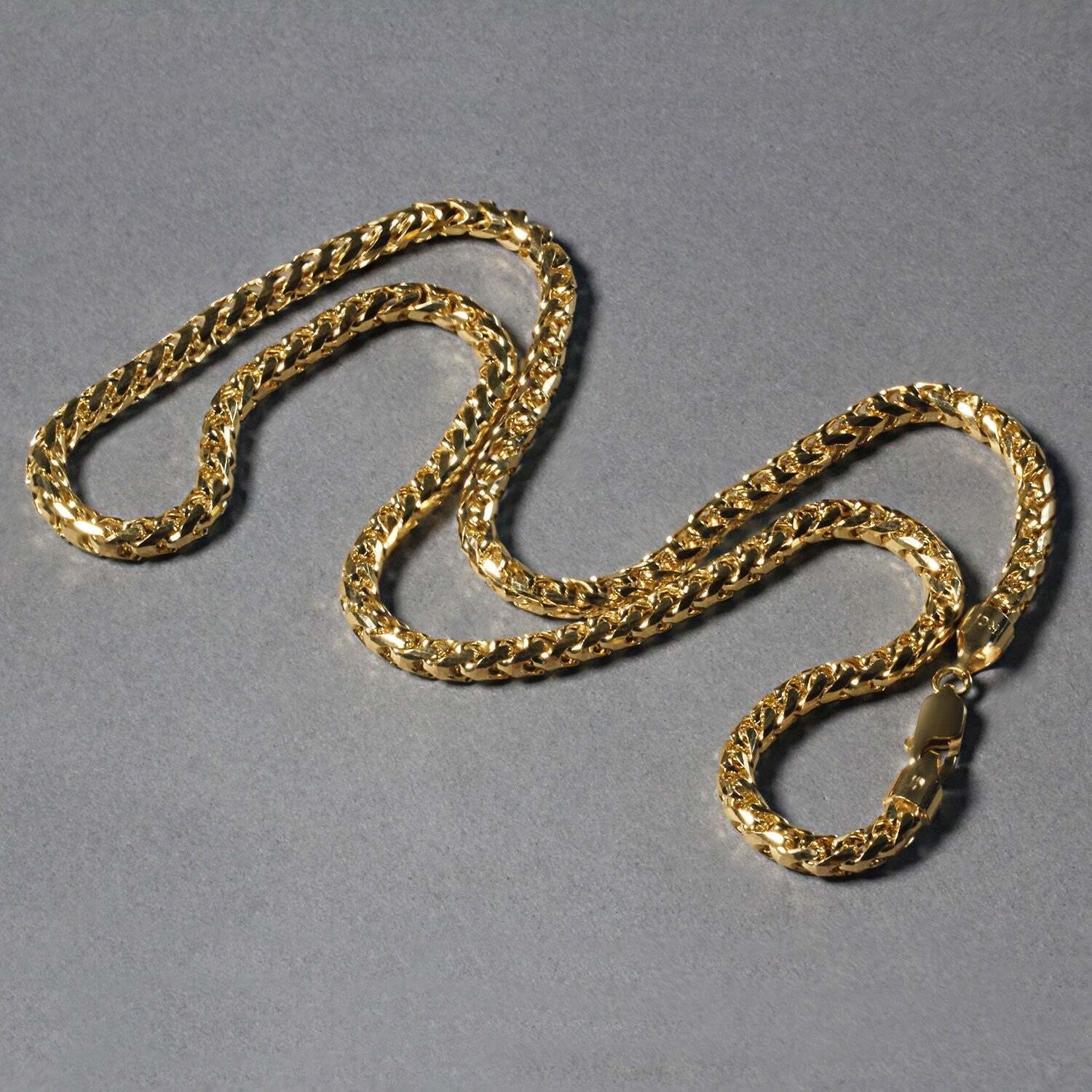 14k Yellow Solid Gold Diamond Cut Round Franco Chain (4.60 mm) - Image 2