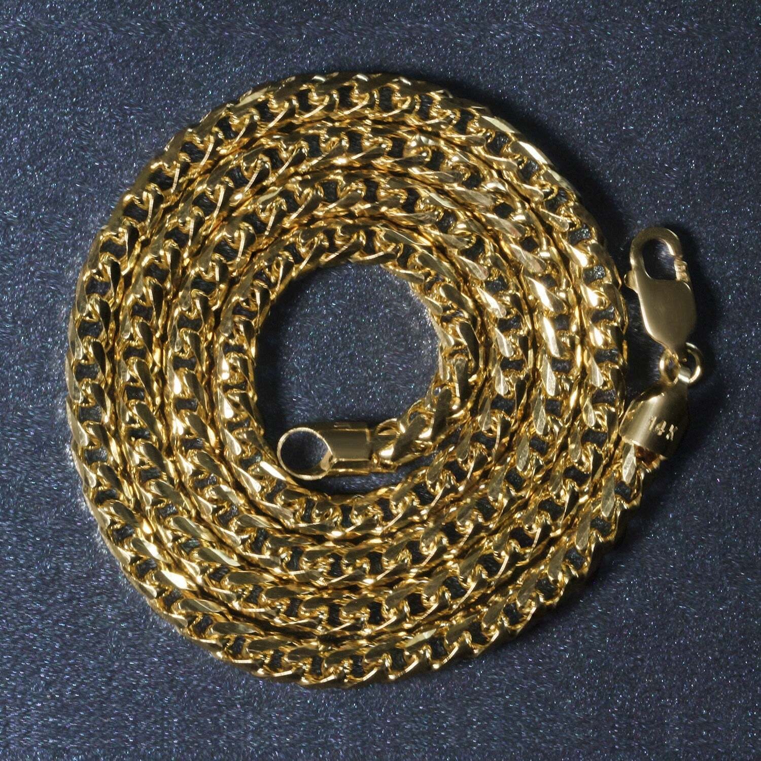 14k Yellow Solid Gold Diamond Cut Round Franco Chain (4.60 mm) - Image 3