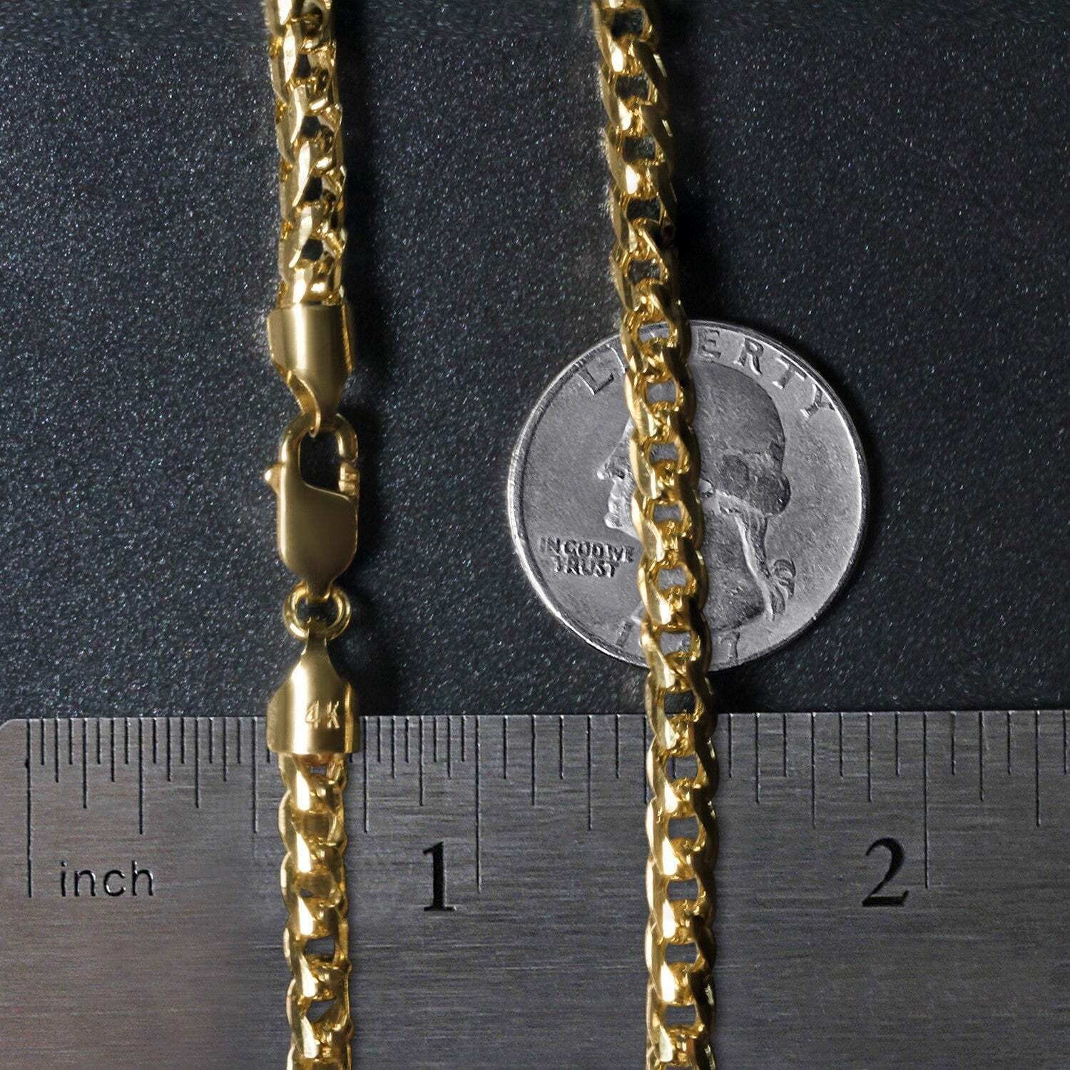 14k Yellow Solid Gold Diamond Cut Round Franco Chain (4.60 mm) - Image 4