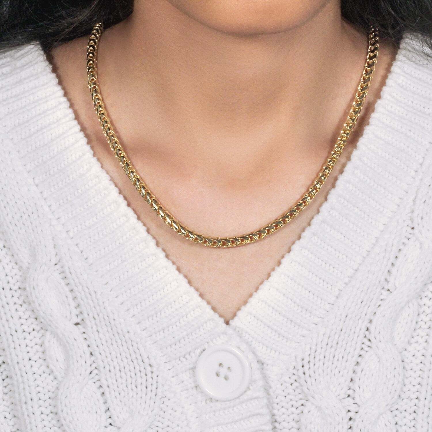 14k Yellow Solid Gold Diamond Cut Round Franco Chain (4.60 mm) - Image 6