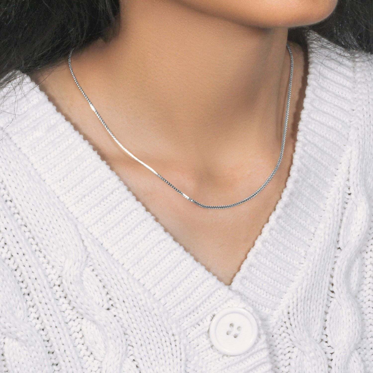 14k White Gold Franco Chain (1.20 mm) - Image 7