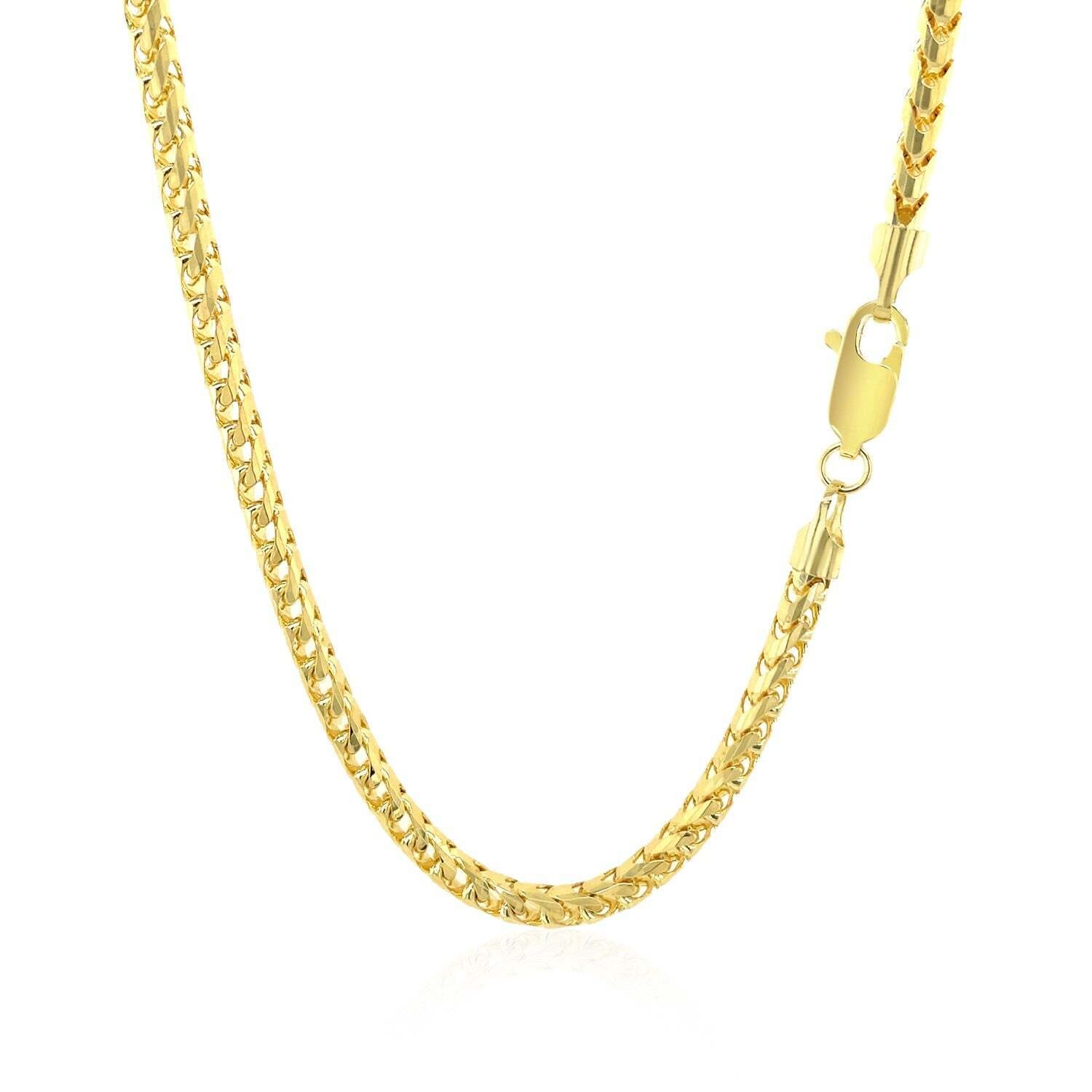 14k Yellow Solid Gold Diamond Cut Round Franco Chain (3.10 mm) - Image 2
