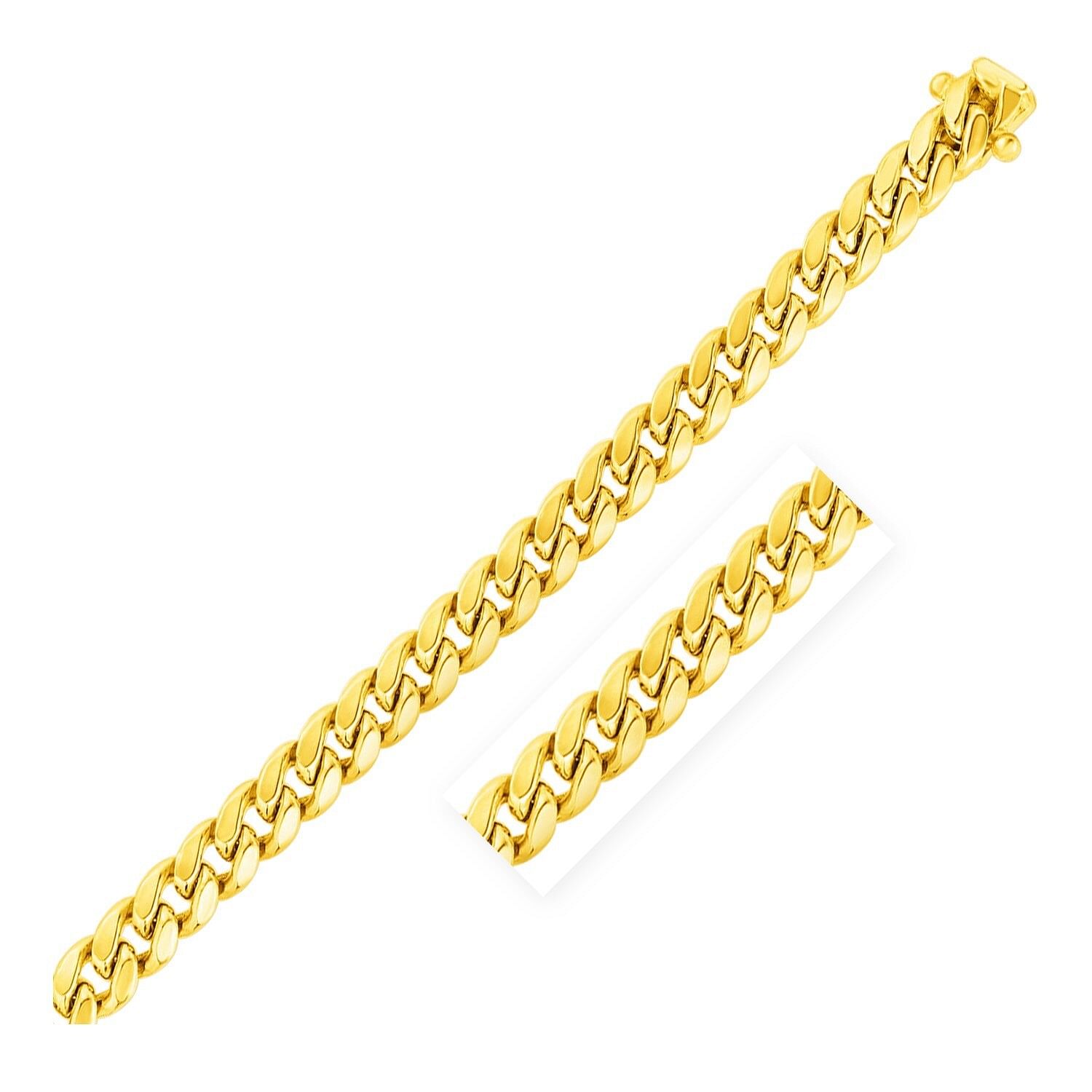 Size: 8.5” – 9.0mm 14k Yellow Gold Semi Solid Miami Cuban Bracelet