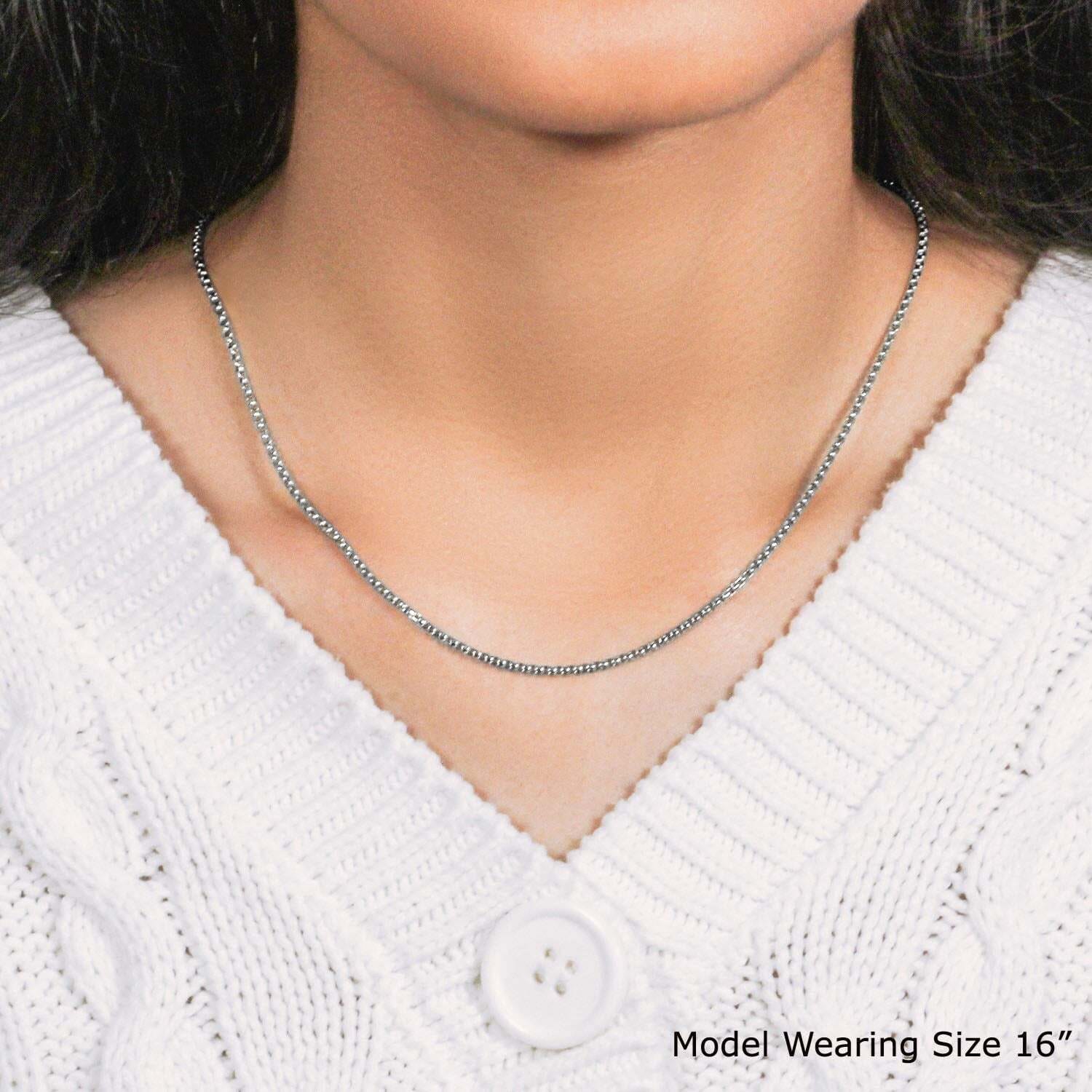 14k White Gold Round Box Chain (1.8 mm) - Image 6