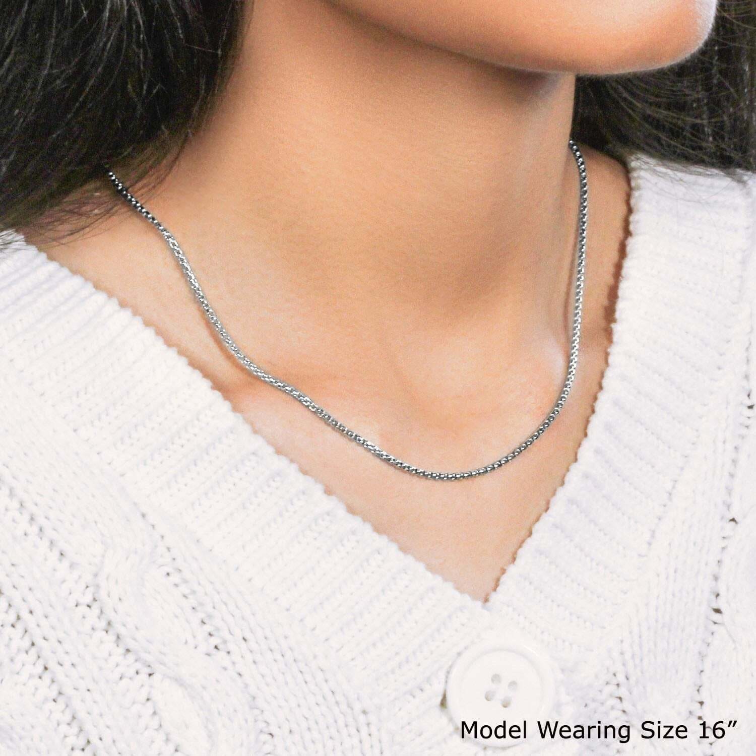14k White Gold Round Box Chain (1.8 mm) - Image 7
