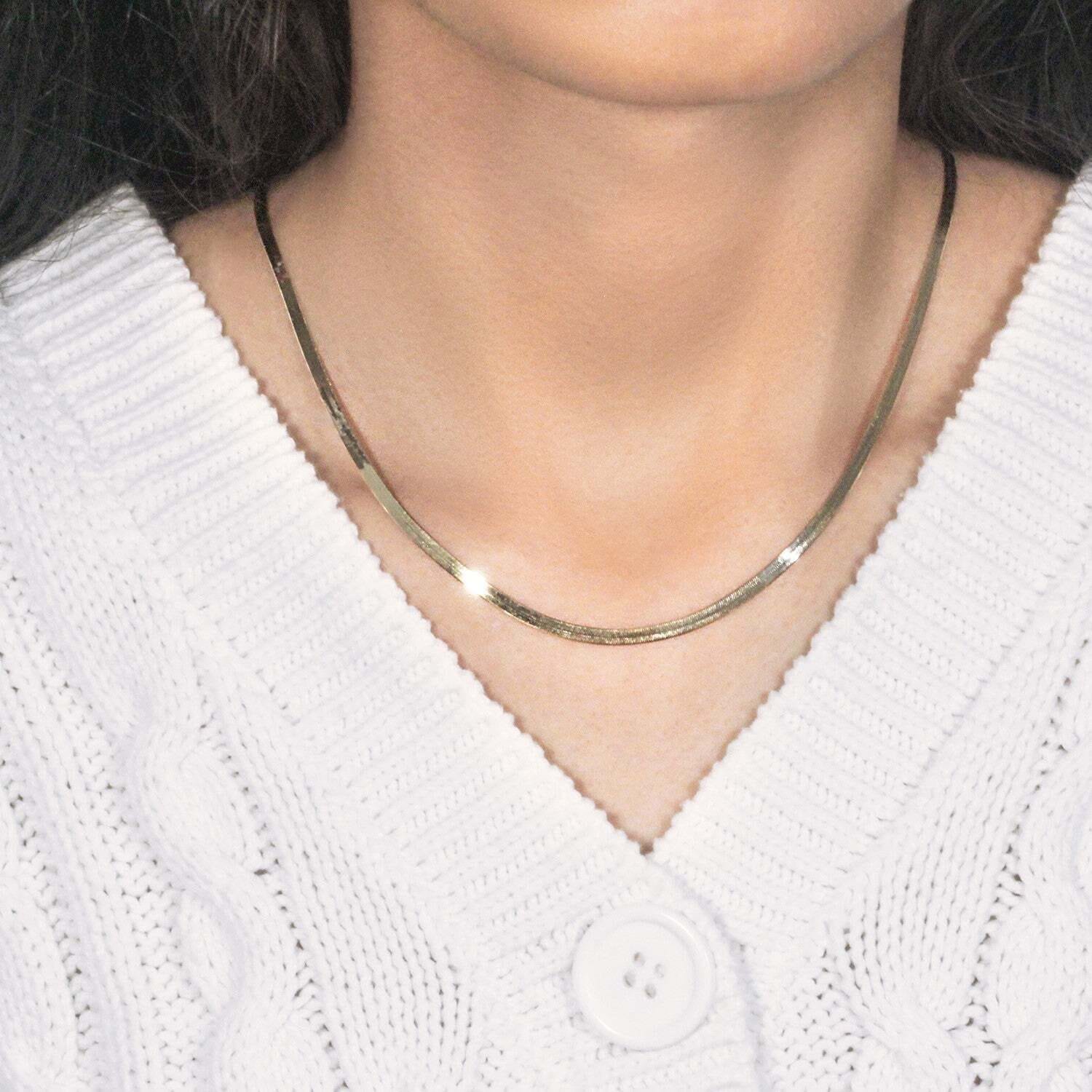 14k Yellow Gold Super Flex Herringbone Chain (2.80 mm) - Image 5
