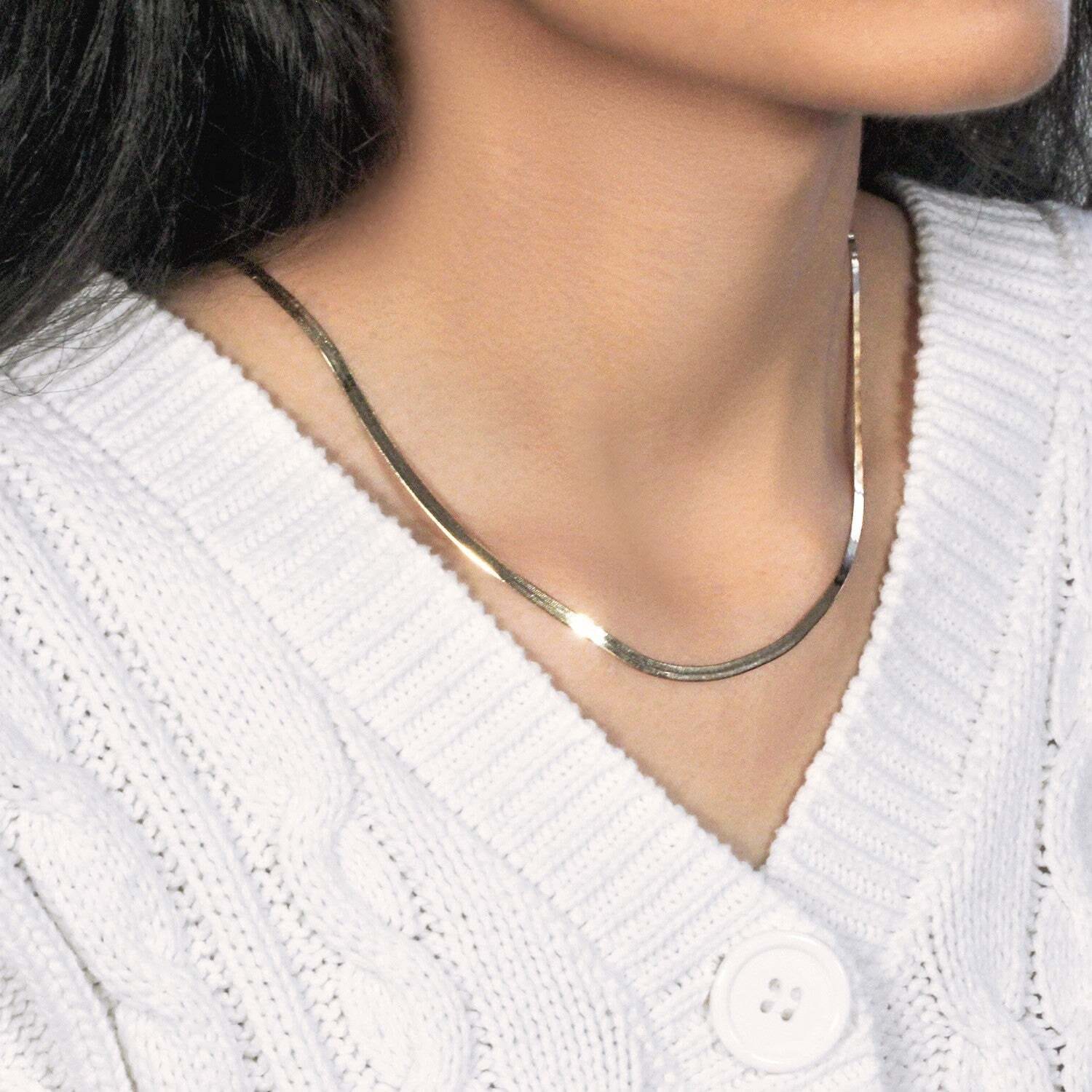 14k Yellow Gold Super Flex Herringbone Chain (2.80 mm) - Image 6