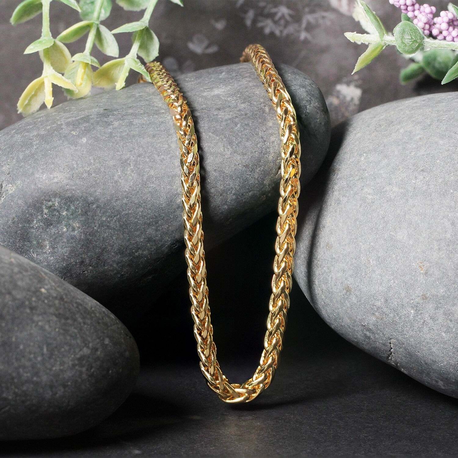 4.1mm 14k Yellow Gold Diamond Cut Round Franco Chain - Image 2