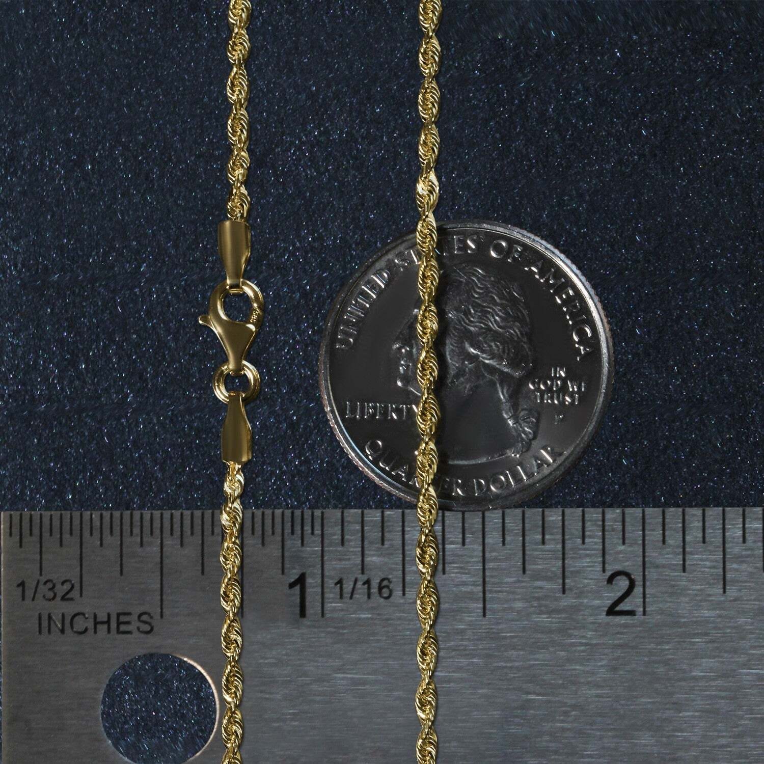 14k Yellow Gold Solid Diamond Cut Rope Chain (1.80 mm) - Image 2