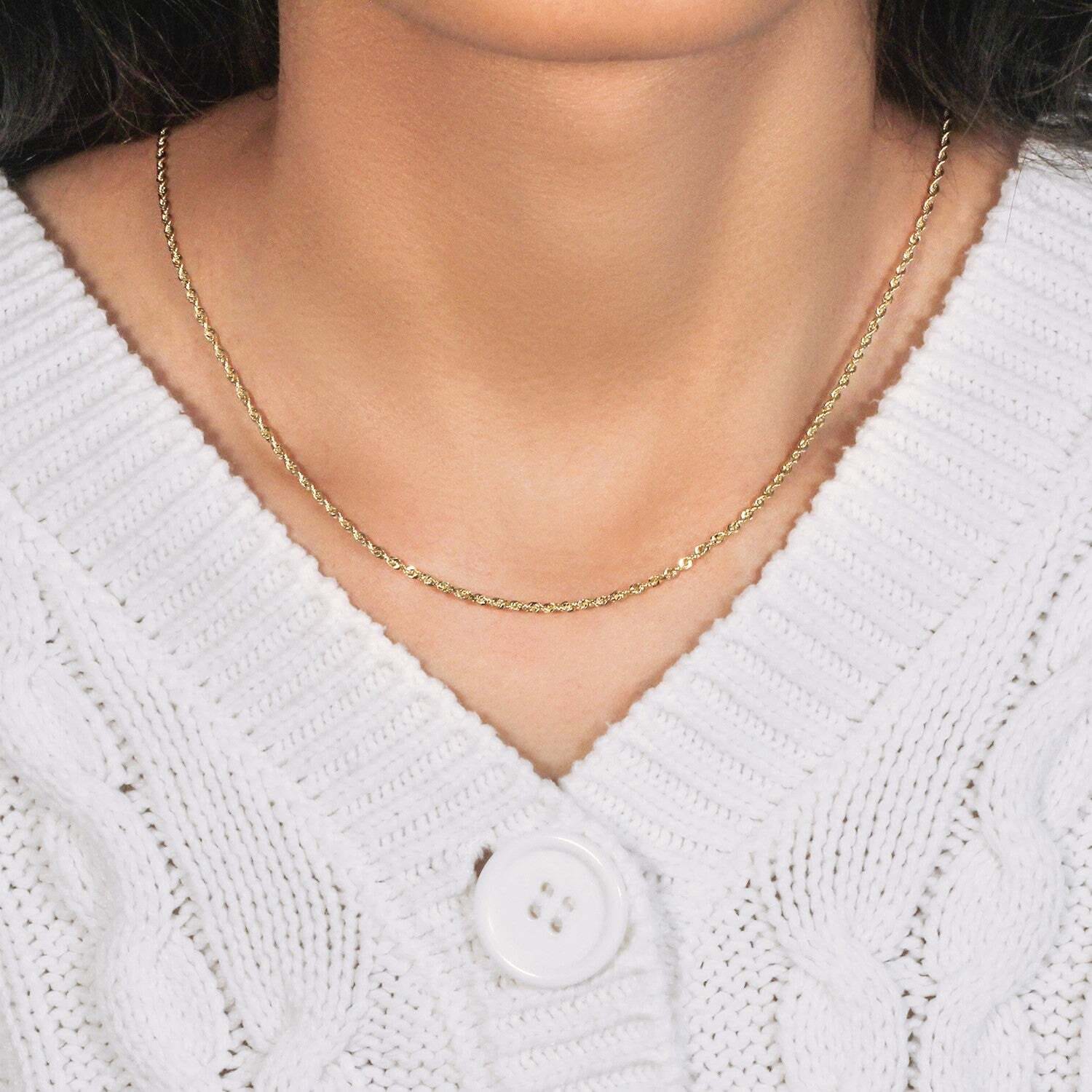 14k Yellow Gold Solid Diamond Cut Rope Chain (1.80 mm) - Image 4