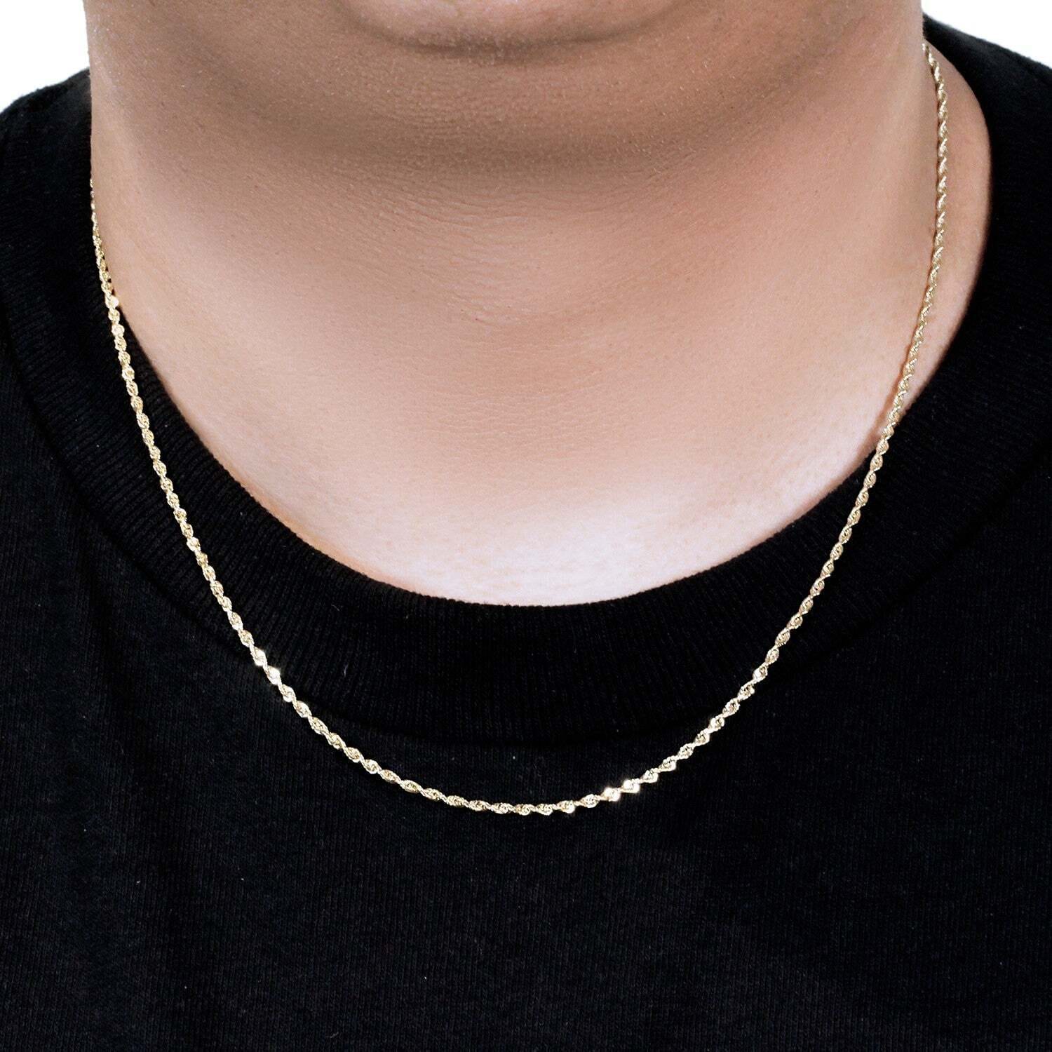 14k Yellow Gold Solid Diamond Cut Rope Chain (1.80 mm) - Image 6