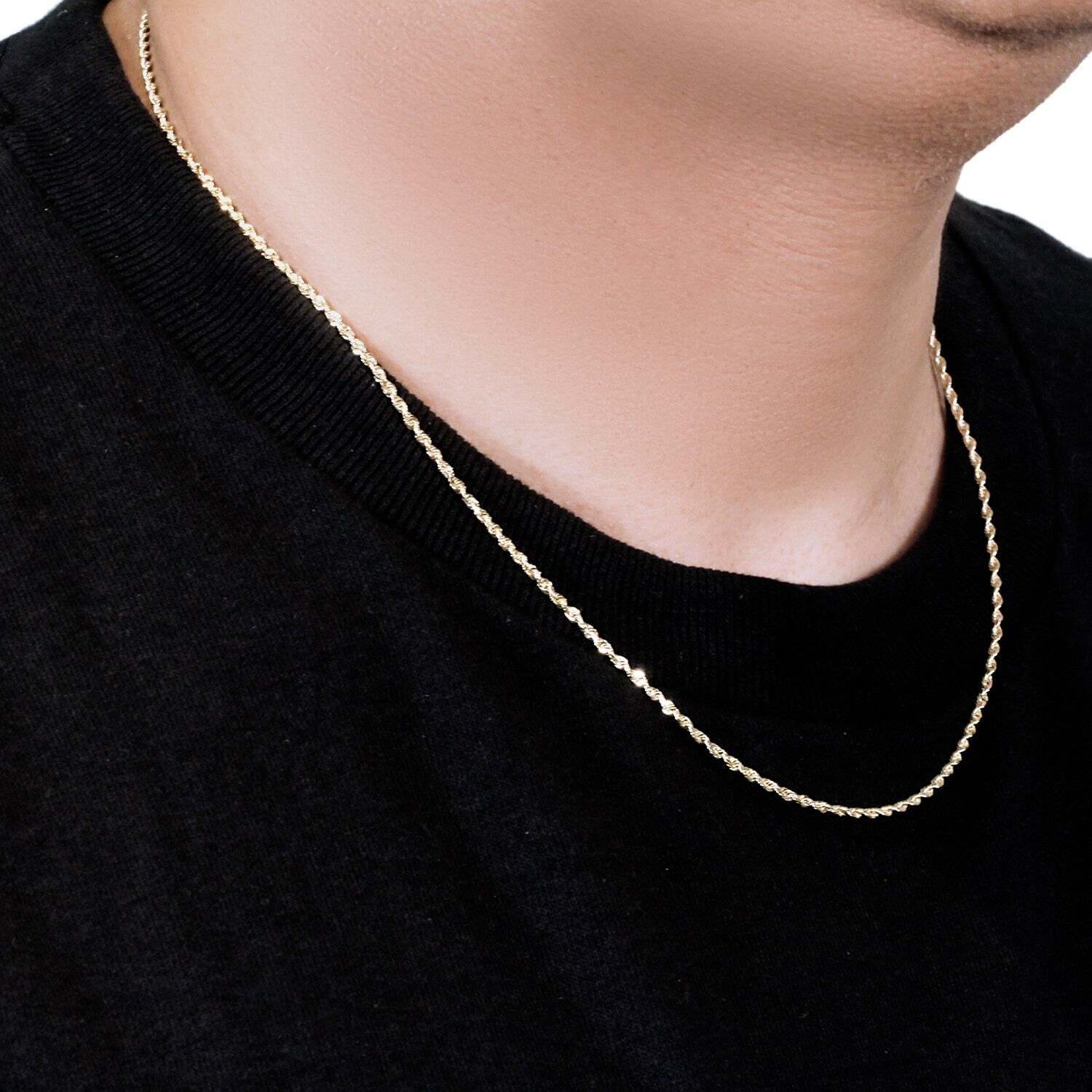 14k Yellow Gold Solid Diamond Cut Rope Chain (1.80 mm) - Image 7