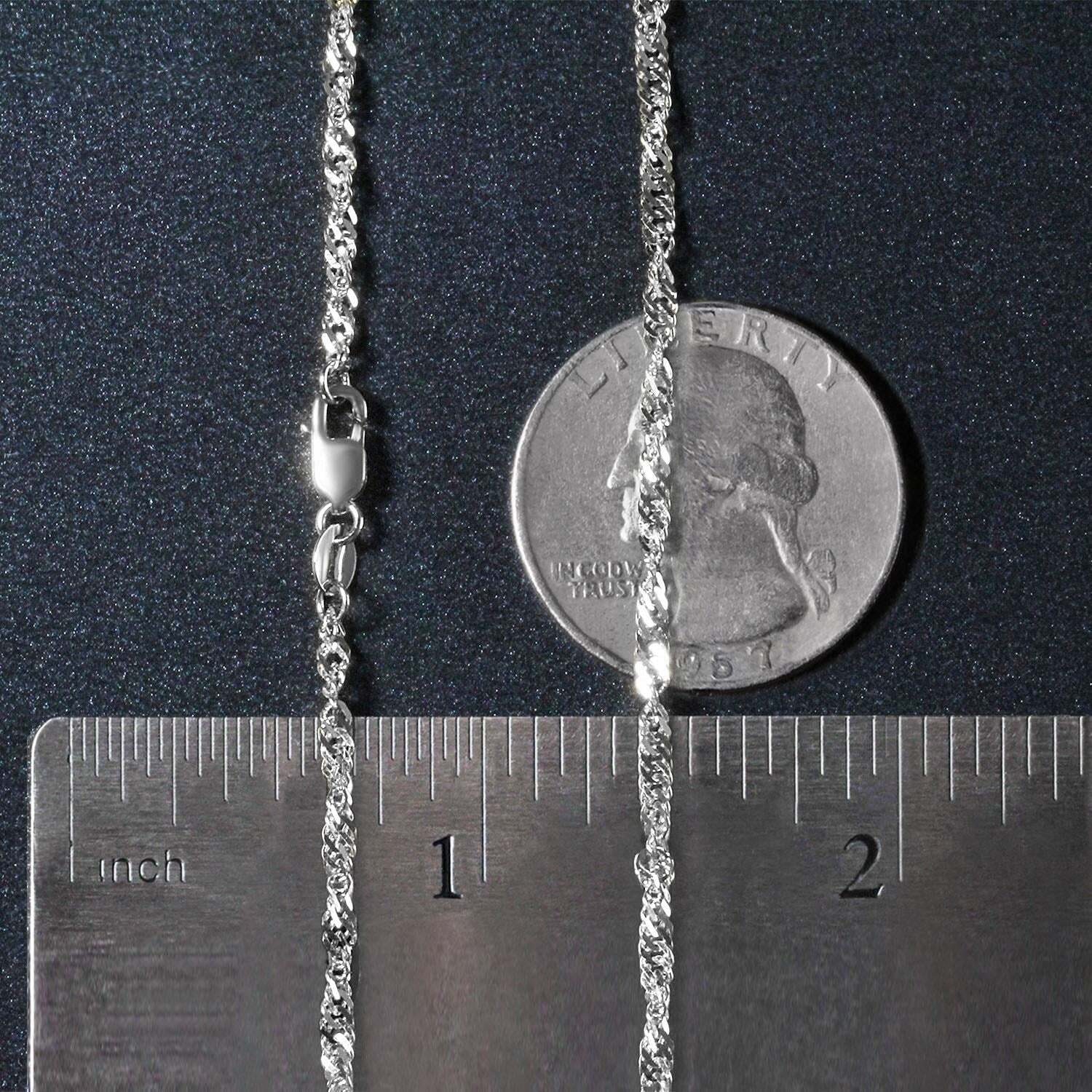 14k White Gold Singapore Chain (2.10 mm) - Image 3