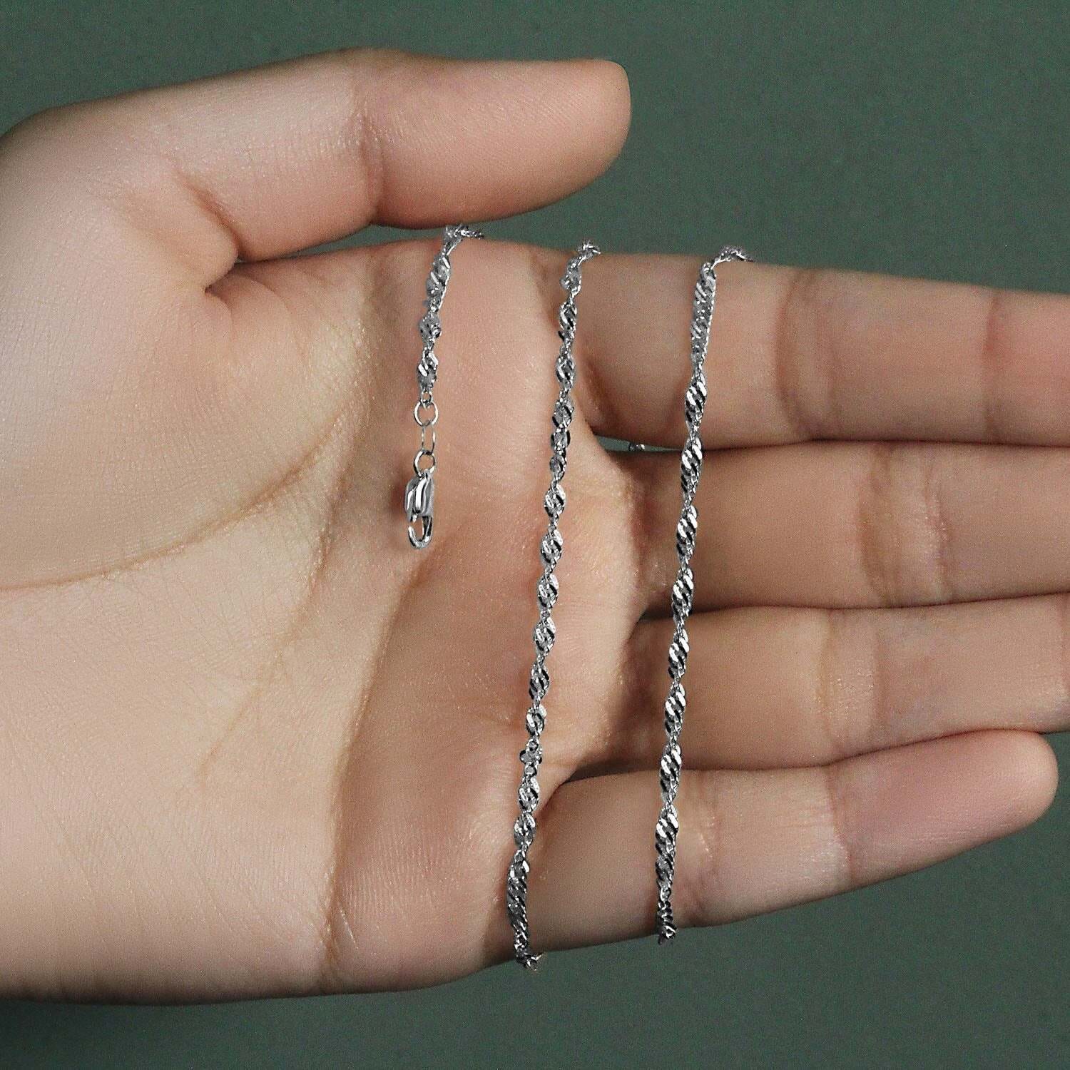 14k White Gold Singapore Chain (2.10 mm) - Image 4