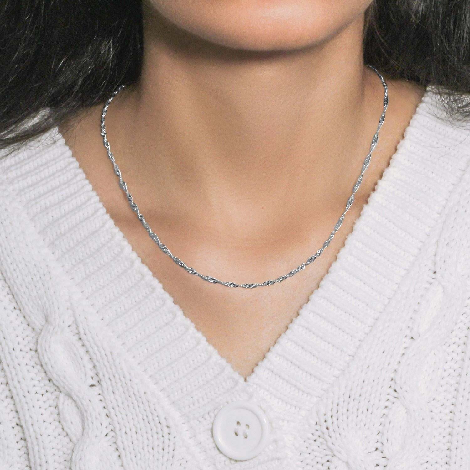 14k White Gold Singapore Chain (2.10 mm) - Image 5